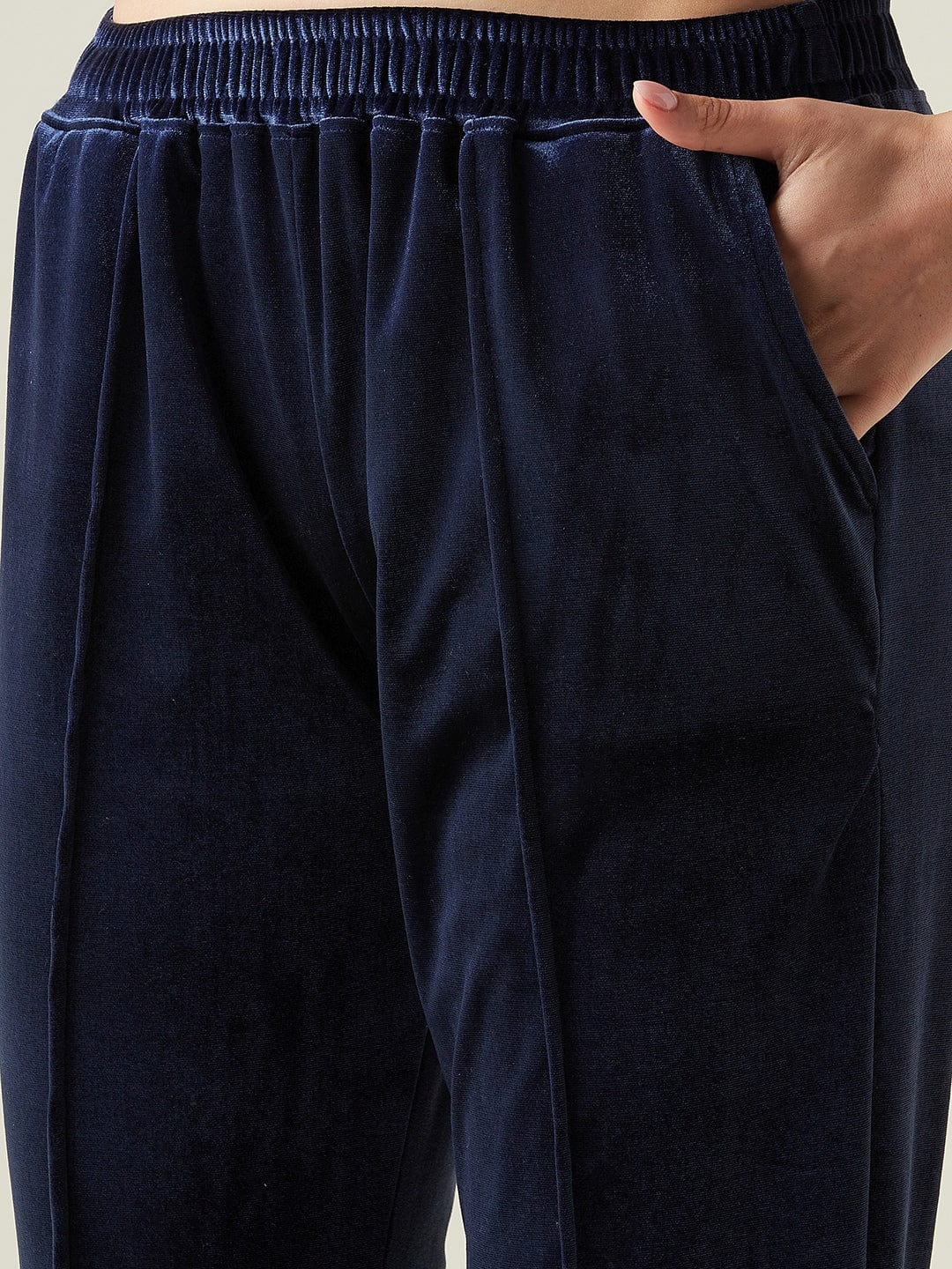 The Kaftan Company Lounge Set Navy Blue Velvet Wrap Lounge Set with Ruffle Detail