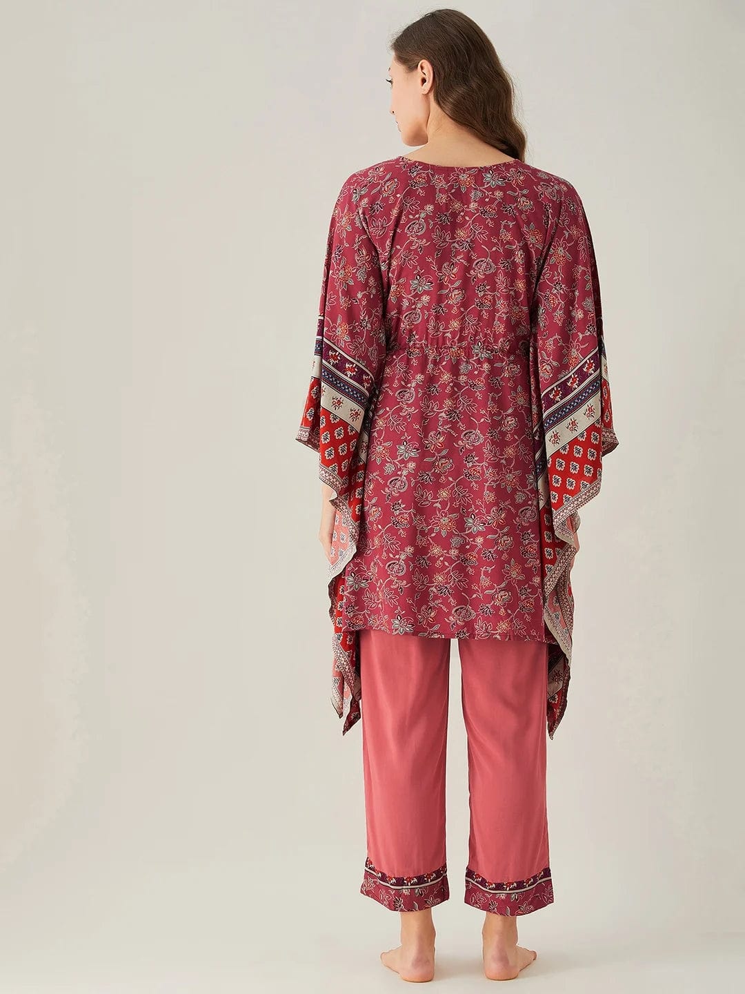 The Kaftan Company Loungewear Floral Flow Modal Kaftan Pyjama Set - (Clearance - Final Sale)