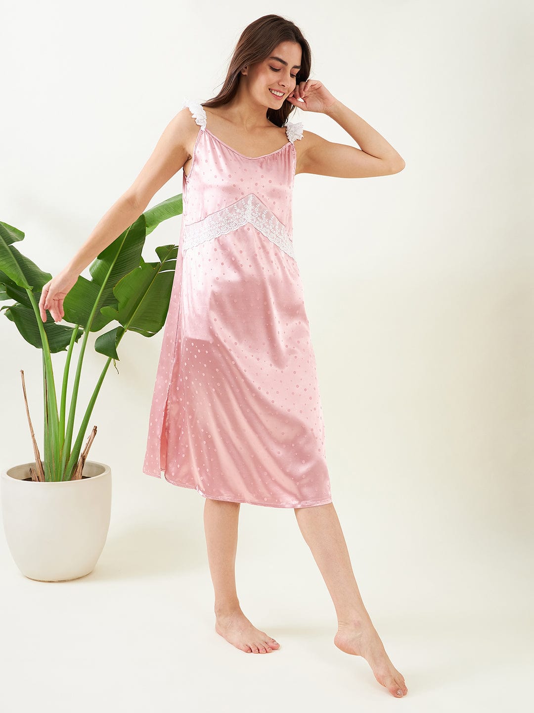 The Kaftan Company Negligee Blush Pink Laced Up Negligee