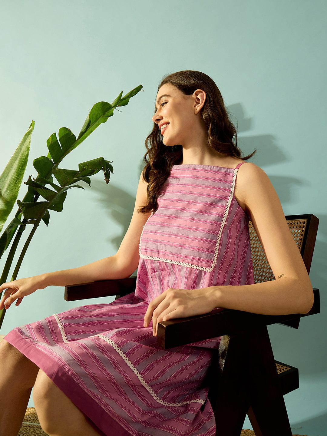 The Kaftan Company Negligee Striped Sweetheart Cotton Night Dress