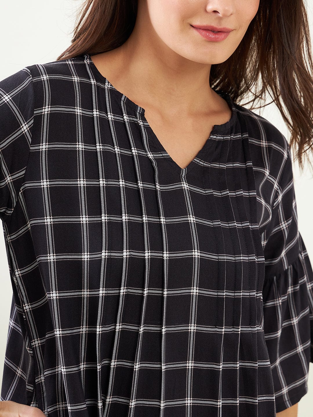 The Kaftan Company Nightdress Black Checks Nightdress