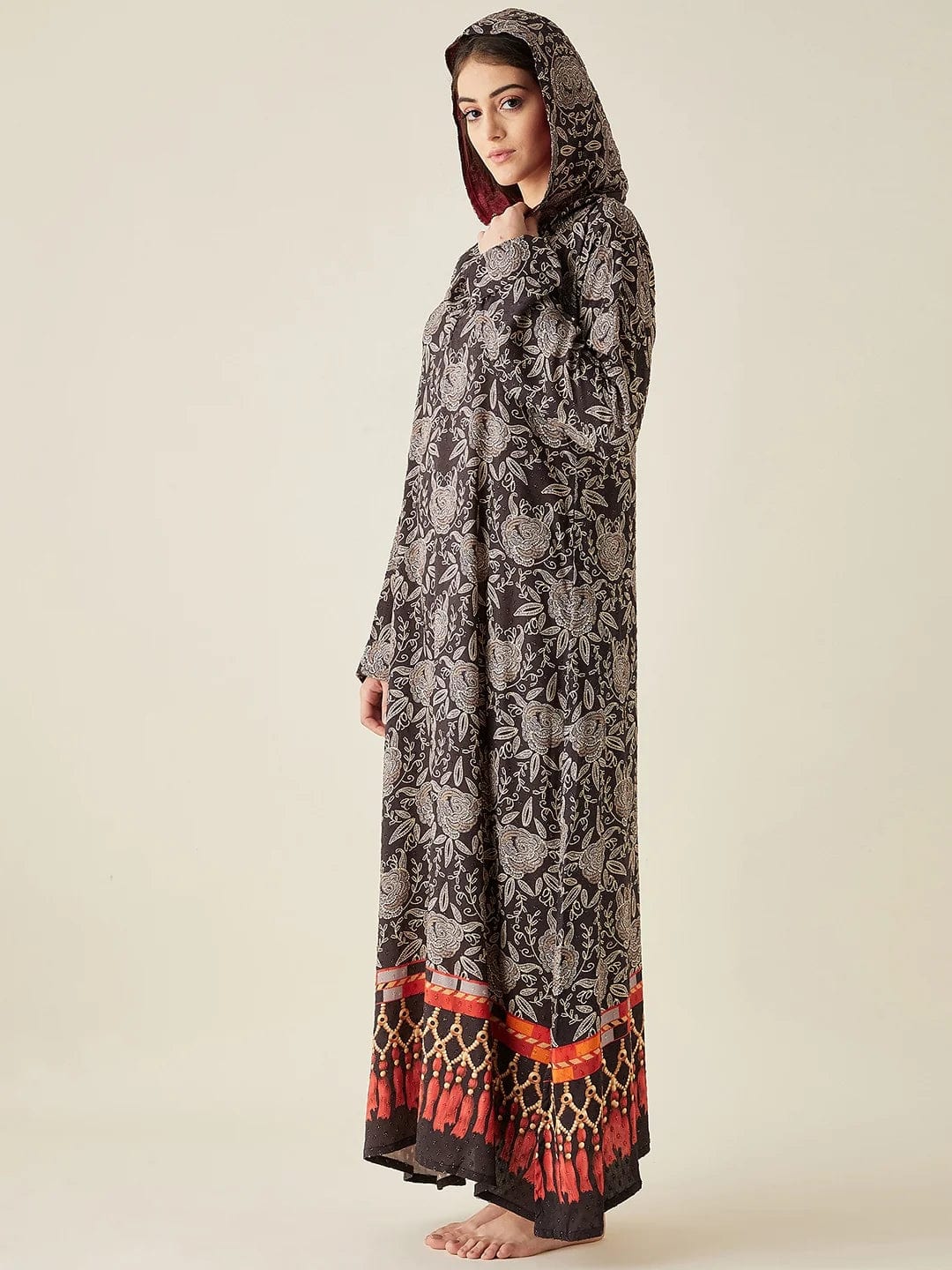 The Kaftan Company Nightdress Black Gothic Modal Hoodie Lounge Dress