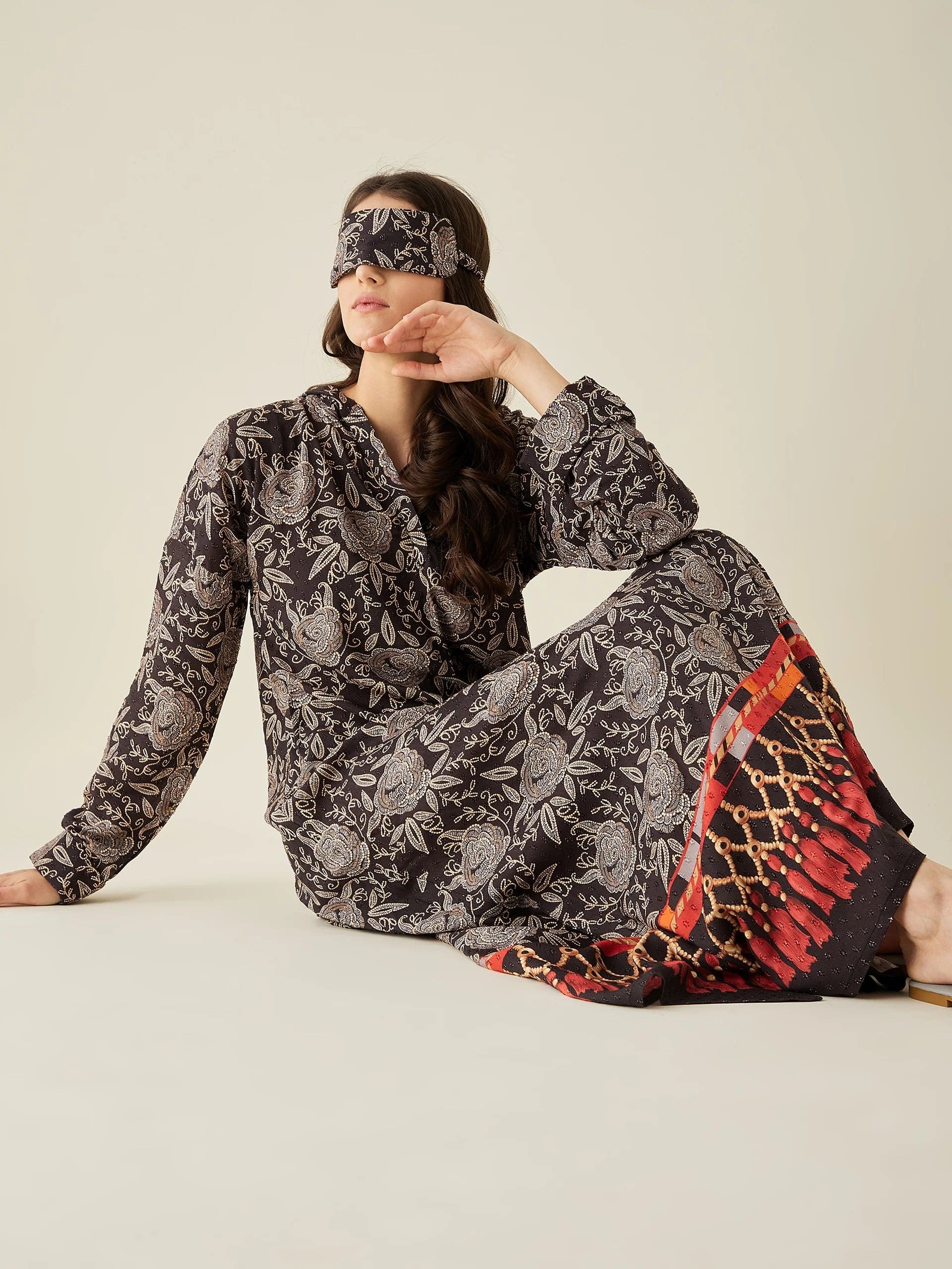 The Kaftan Company Nightdress Black Gothic Modal Hoodie Lounge Dress