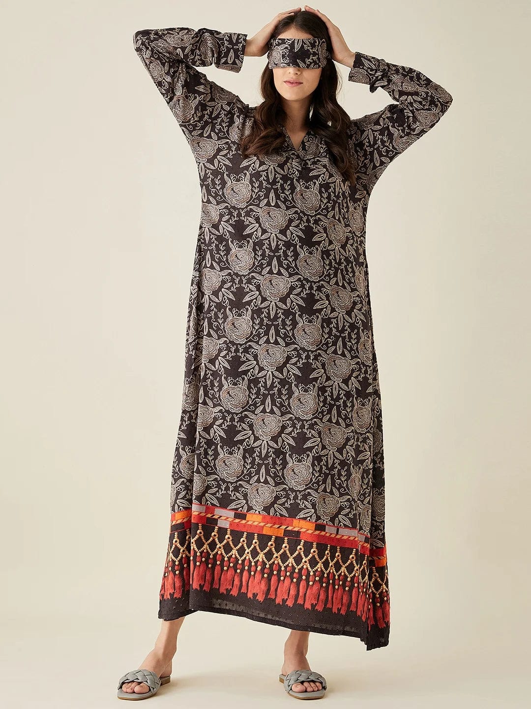 The Kaftan Company Nightdress Black Gothic Modal Hoodie Lounge Dress