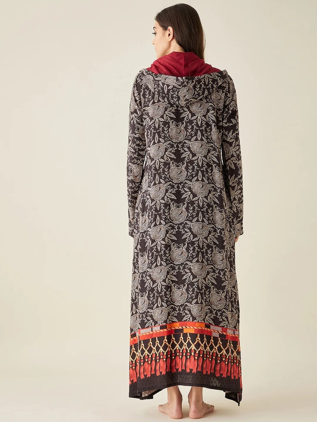 The Kaftan Company Nightdress Black Gothic Modal Hoodie Lounge Dress