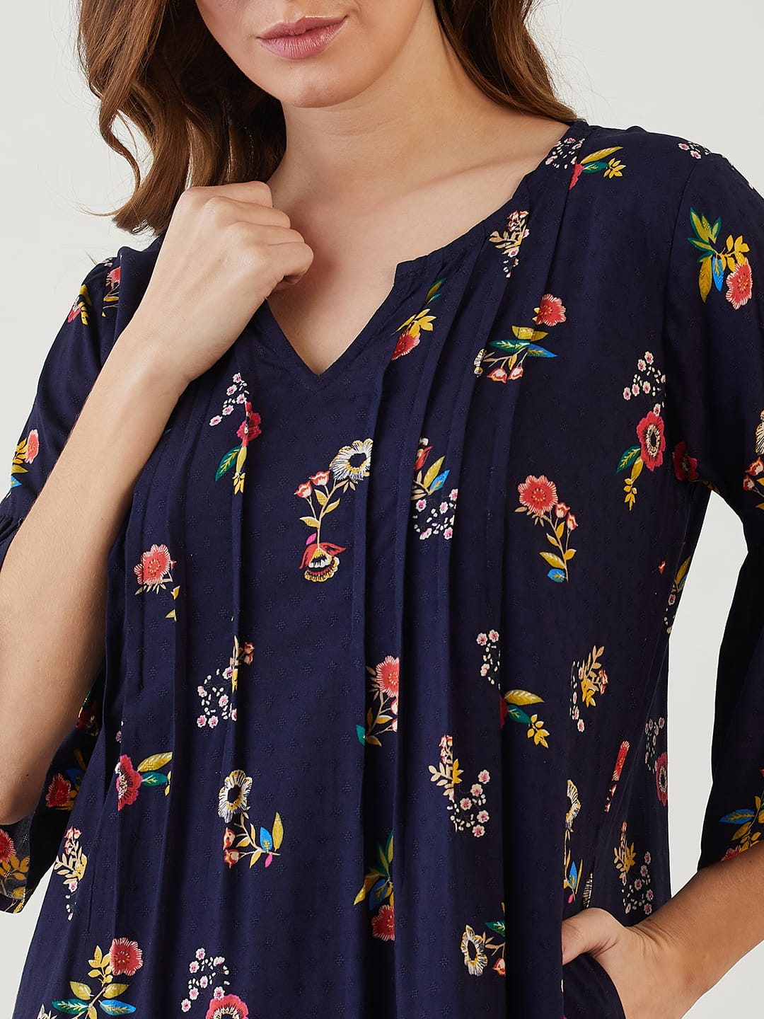 The Kaftan Company Nightdress Blue Floral Printed Nighty