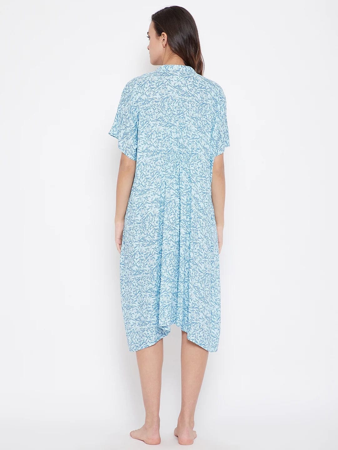 The Kaftan Company Nightdress Blue Floweret Maternity Nightdress - (Clearance - Final Sale)