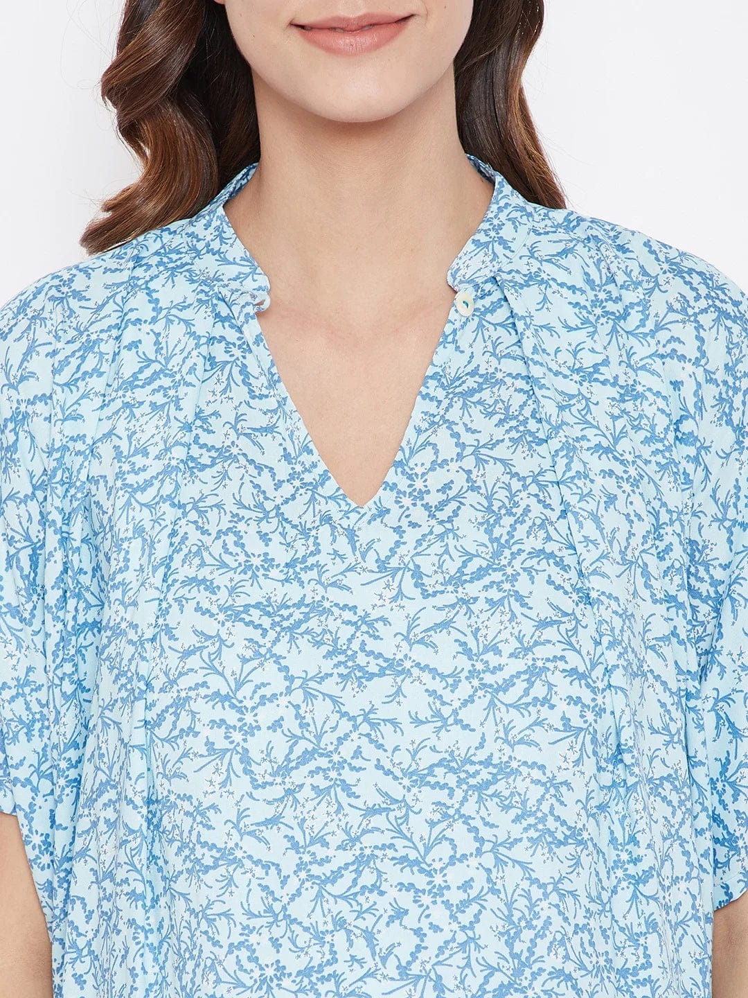 The Kaftan Company Nightdress Blue Floweret Maternity Nightdress - (Clearance - Final Sale)