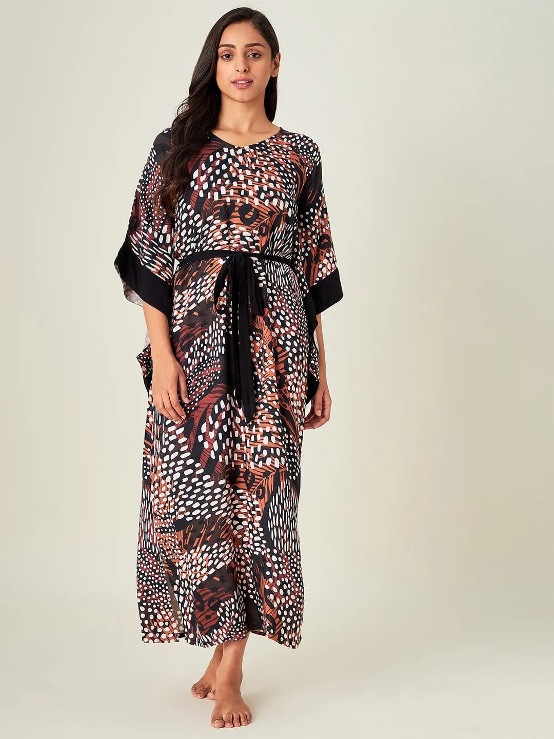 The Kaftan Company Nightdress Earthy Tropica Animal Print Kaftan