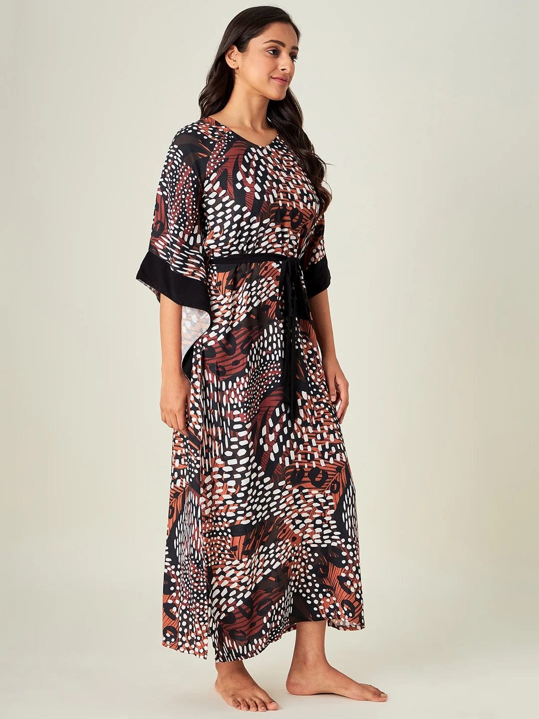 The Kaftan Company Nightdress Earthy Tropica Animal Print Kaftan