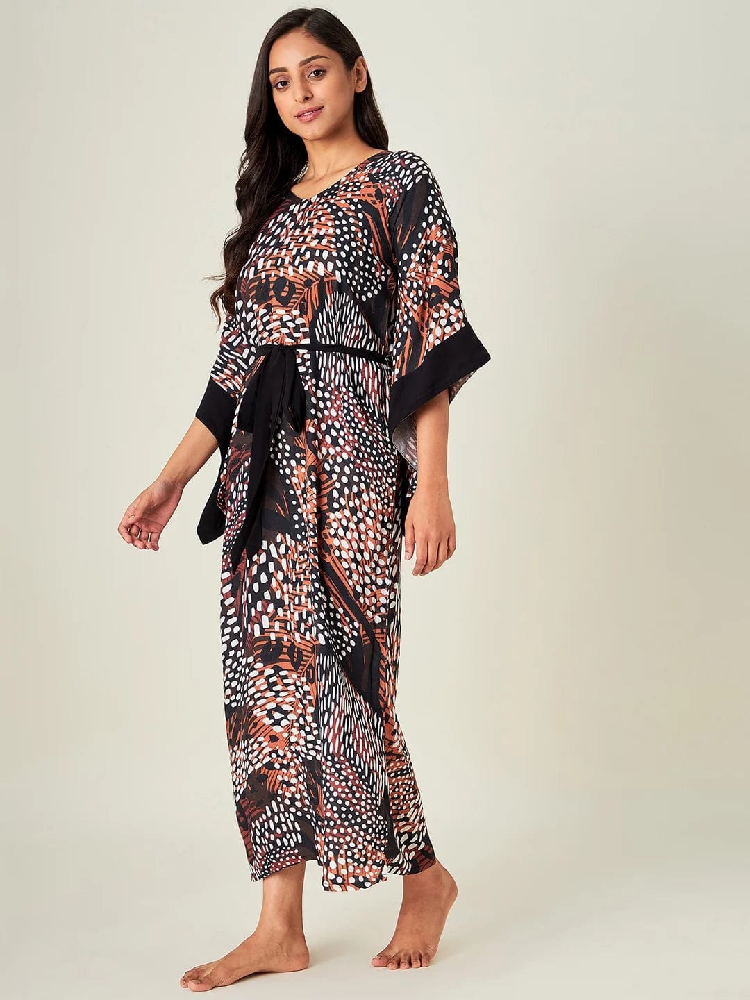 The Kaftan Company Nightdress Earthy Tropica Animal Print Kaftan