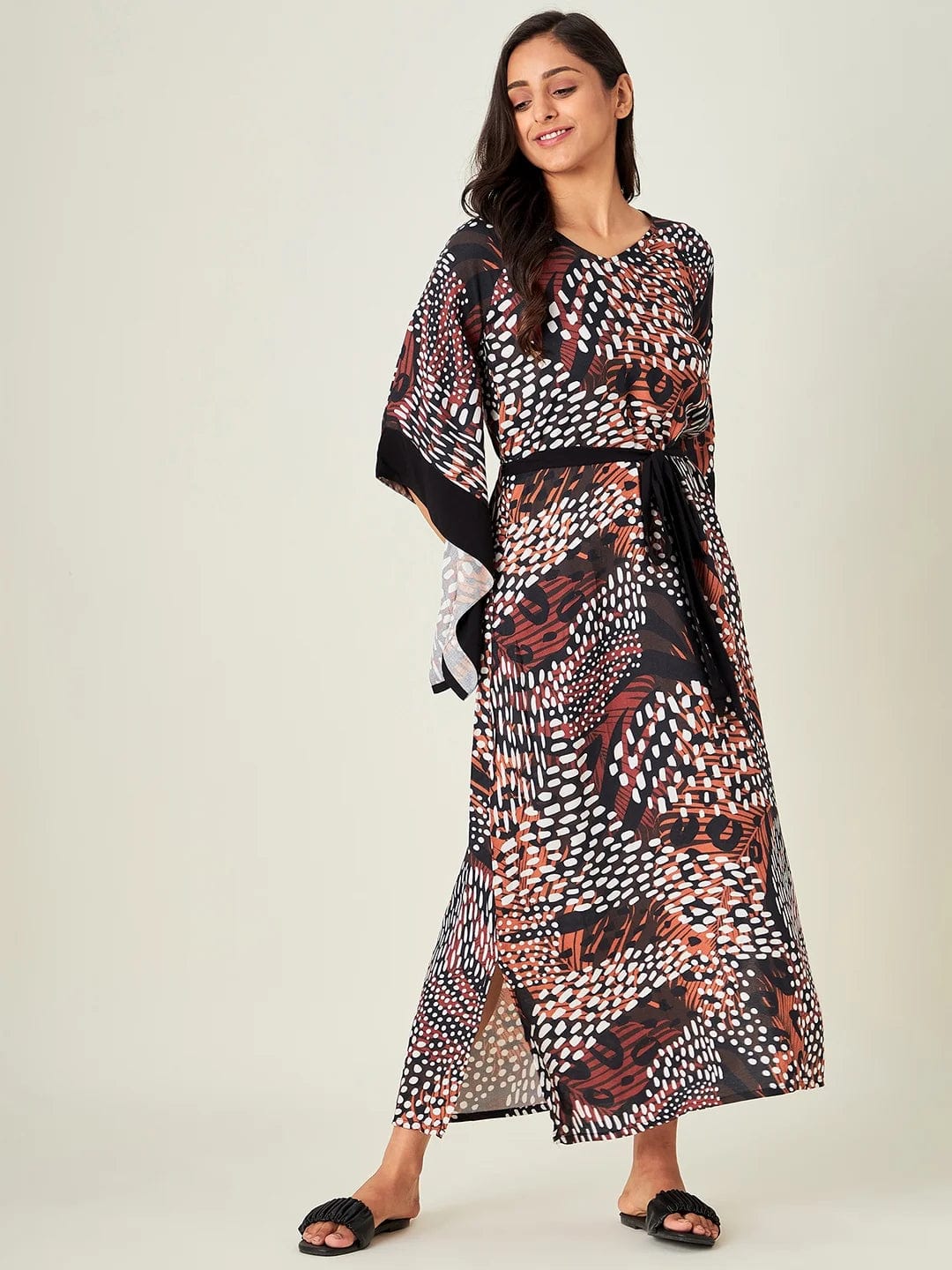 The Kaftan Company Nightdress Earthy Tropica Animal Print Kaftan