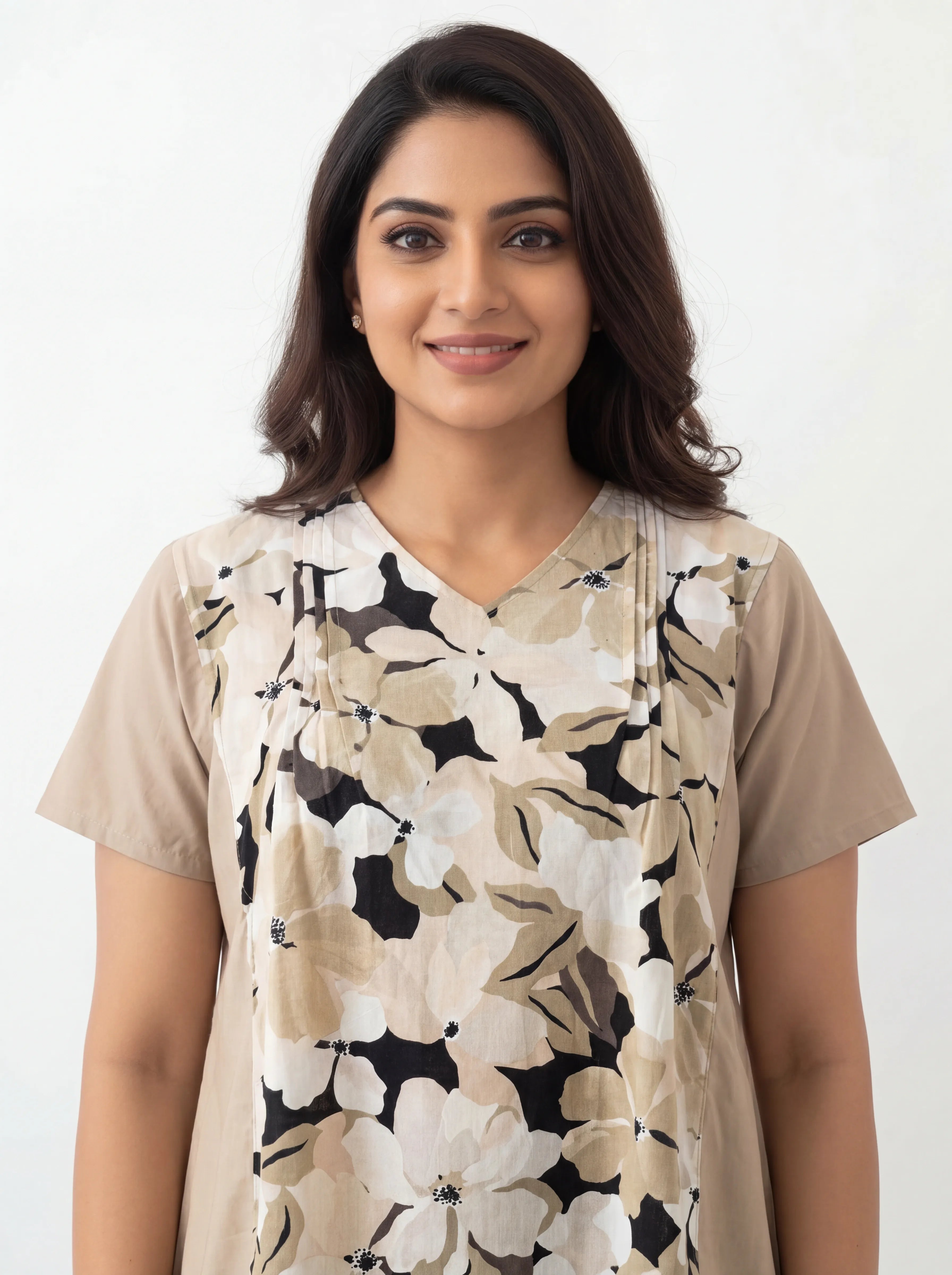 The Kaftan Company Nightdress Floral Print Linen Cotton Maxi Nightdress