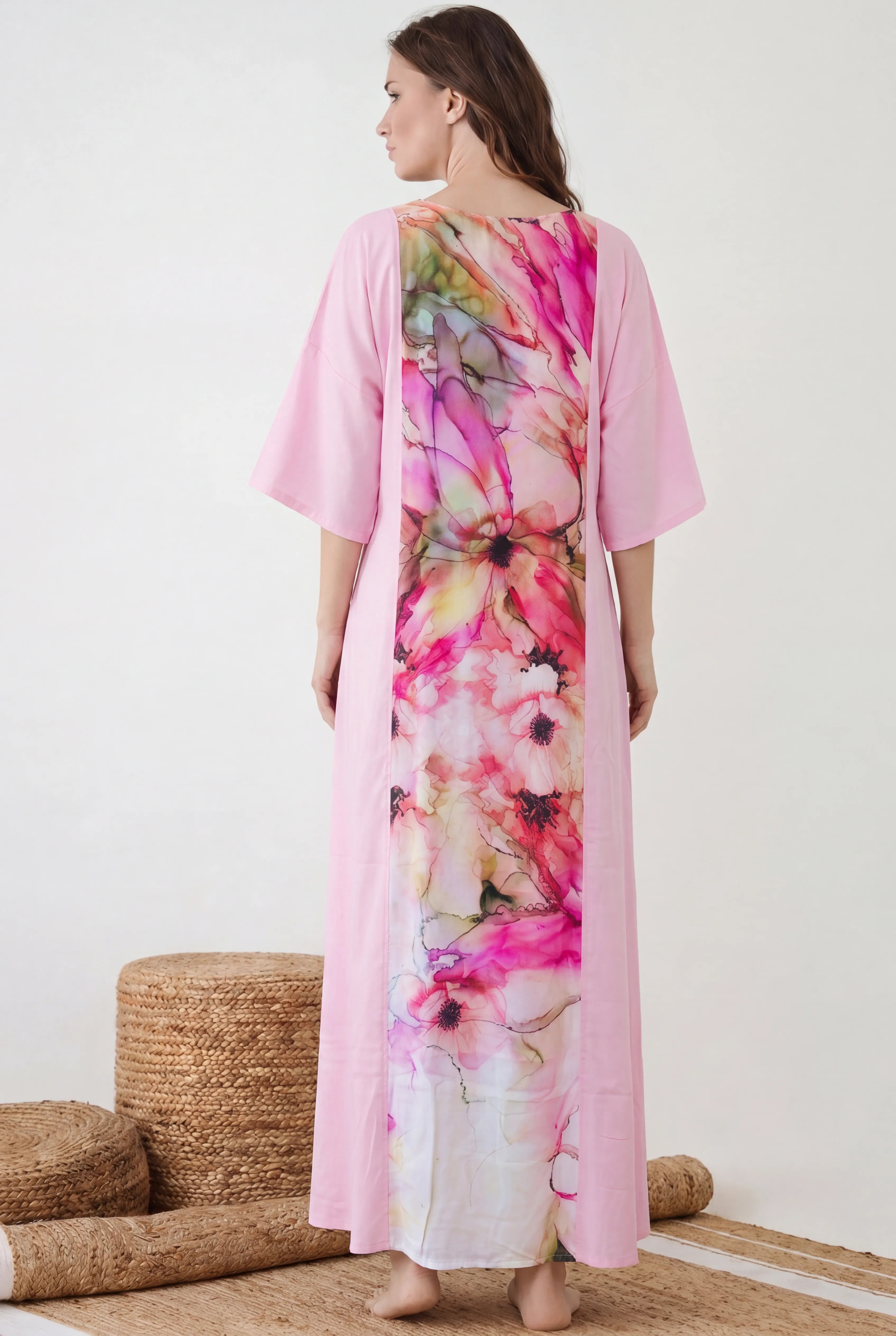 The Kaftan Company Nightdress Floral Watercolour Maxi Nightdress