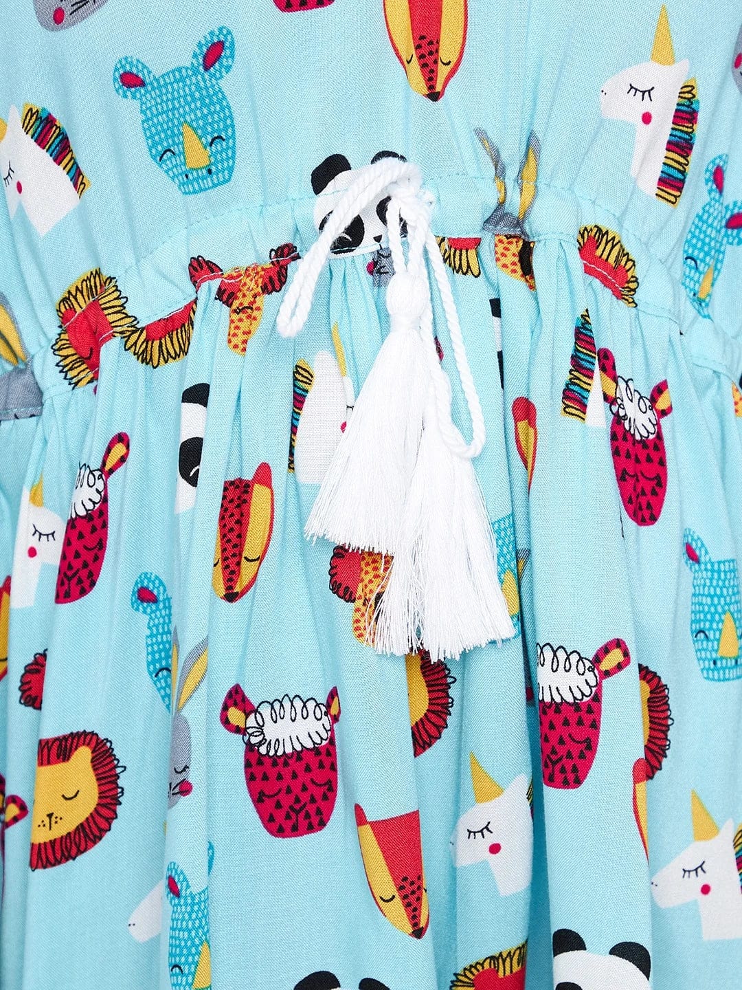 The Kaftan Company Nightdress Girls Blue Doodled Animal Print Nightdress