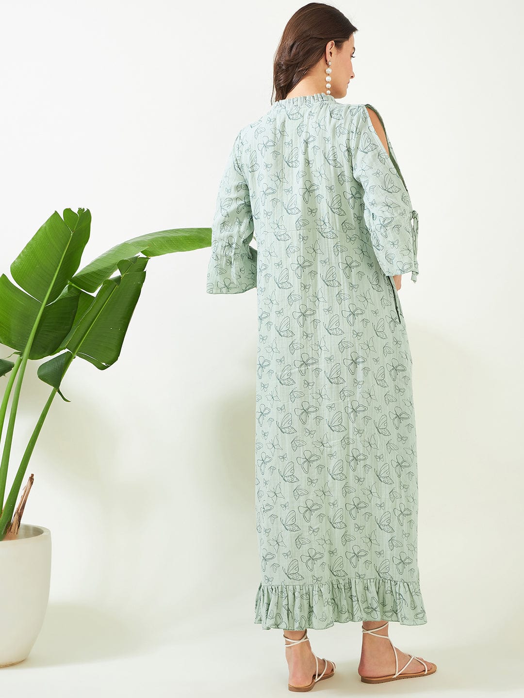 The Kaftan Company Nightdress Green Butterfly Maternity and Feeding Nightdress
