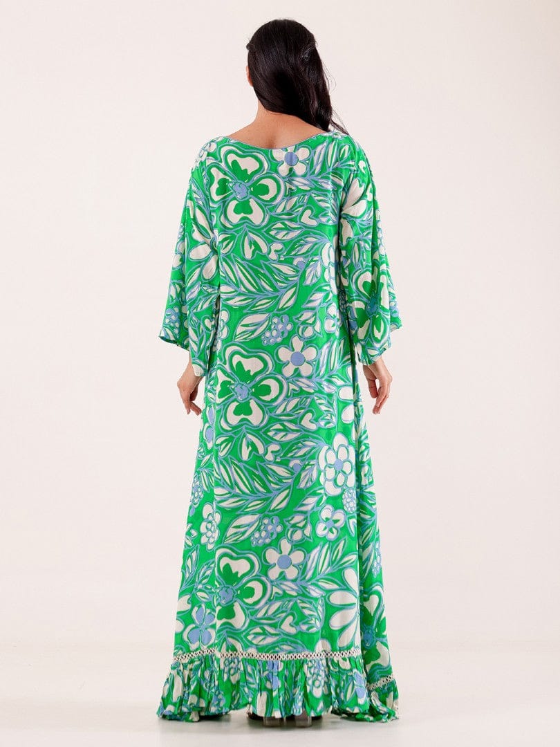 The Kaftan Company Nightdress Green Floral Printed Modal Nightdress