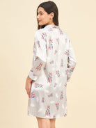 The Kaftan Company Nightdress Grey Printed Satin Sleepshirt – Bridal Intimare Collection