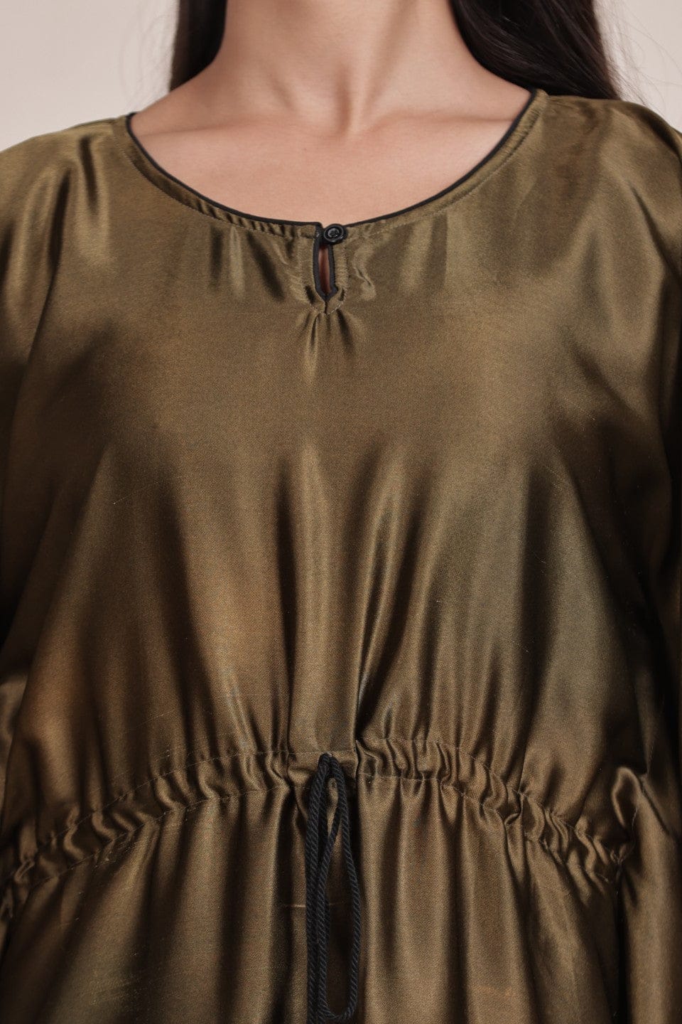 The Kaftan Company Nightdress Olive Ombre Satin Kaftan Nightdress