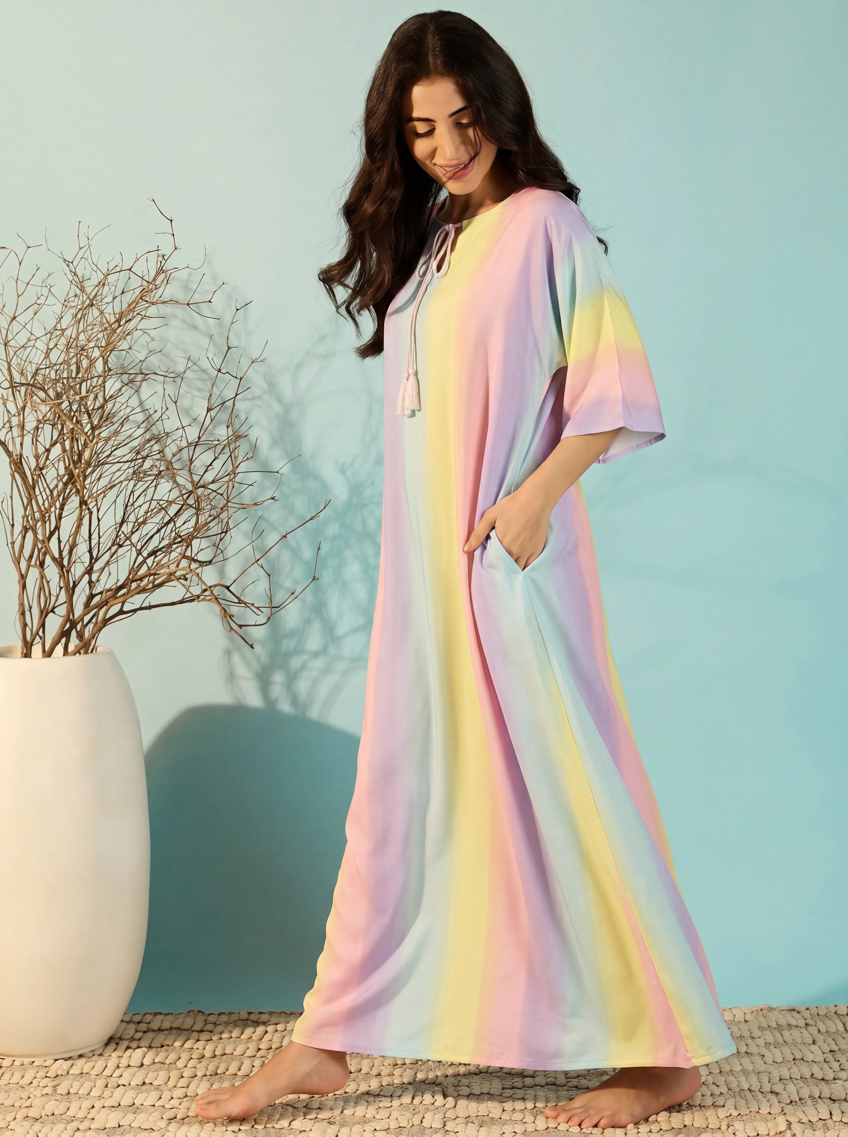 The Kaftan Company Nightdress Pastel Ombre Maxi Nightdress