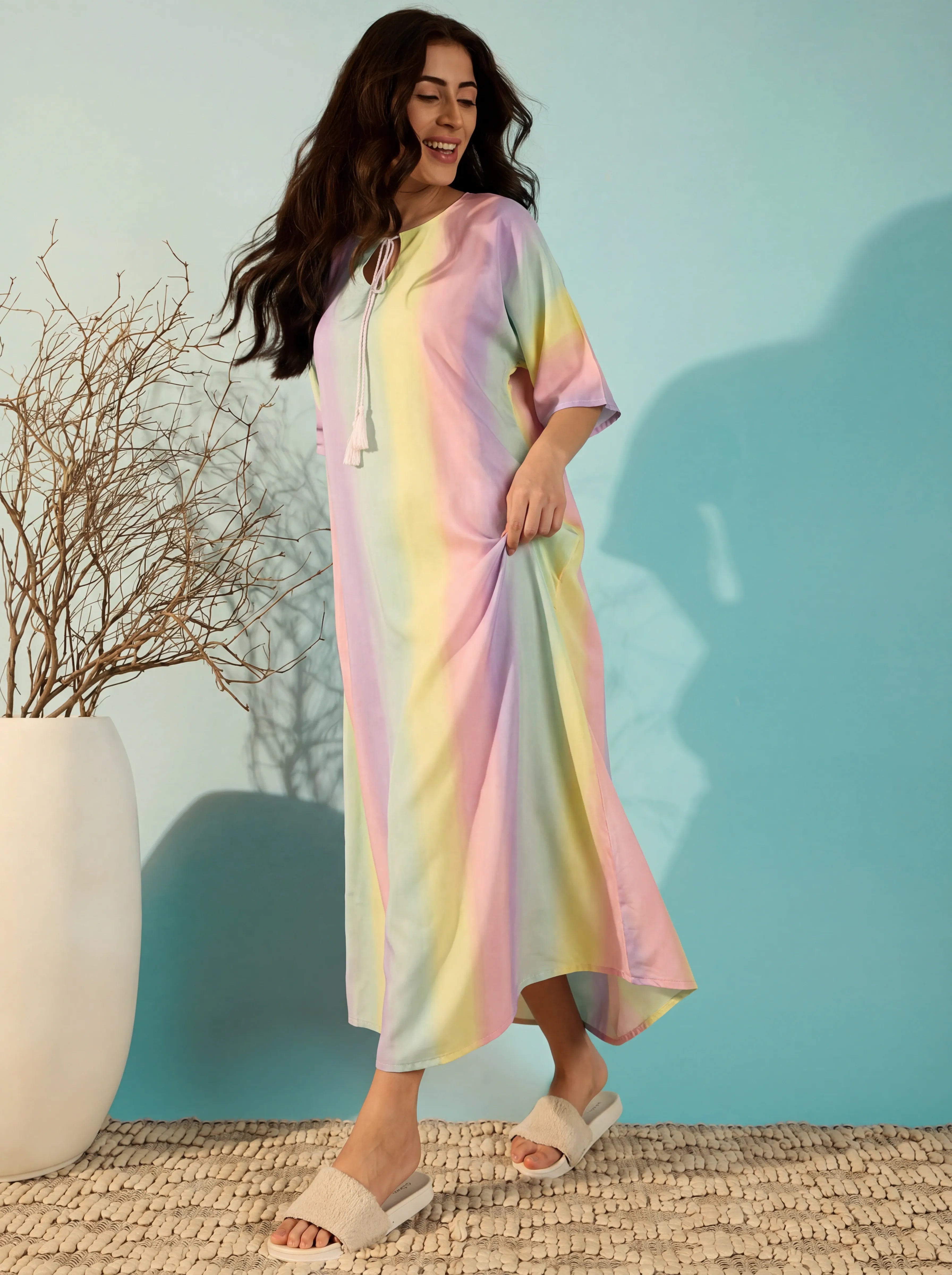 The Kaftan Company Nightdress Pastel Ombre Maxi Nightdress