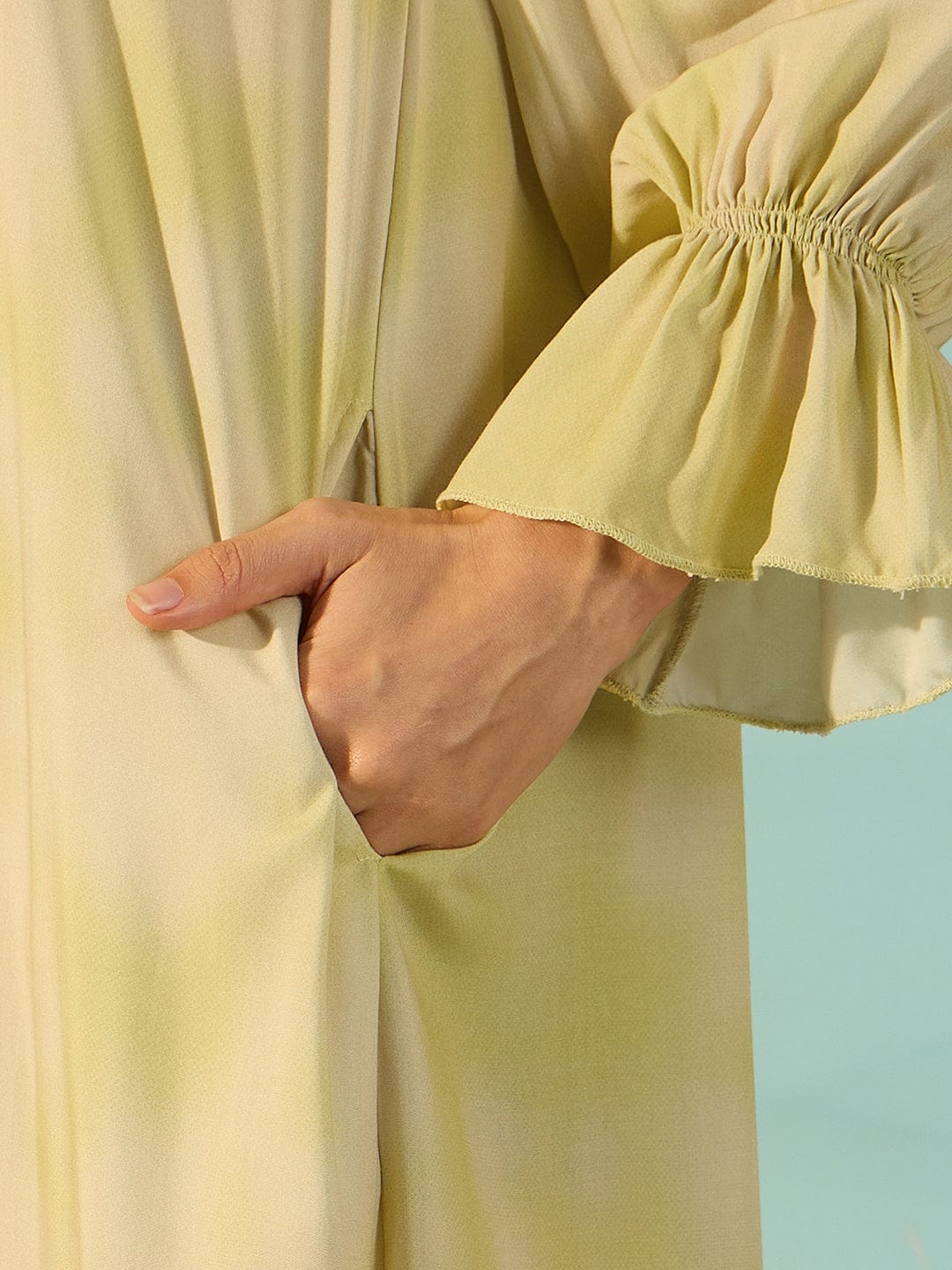 The Kaftan Company Nightdress Pastel Yellow Soft Frill Luxury Night Dress For Women