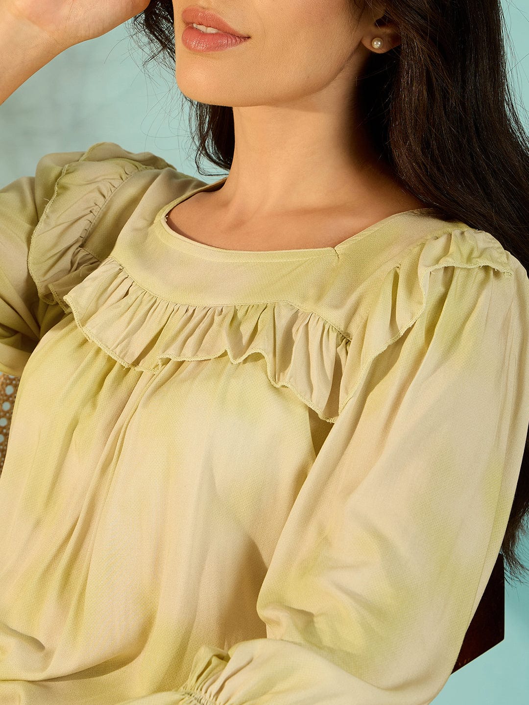 The Kaftan Company Nightdress Pastel Yellow Soft Frill Luxury Night Dress For Women