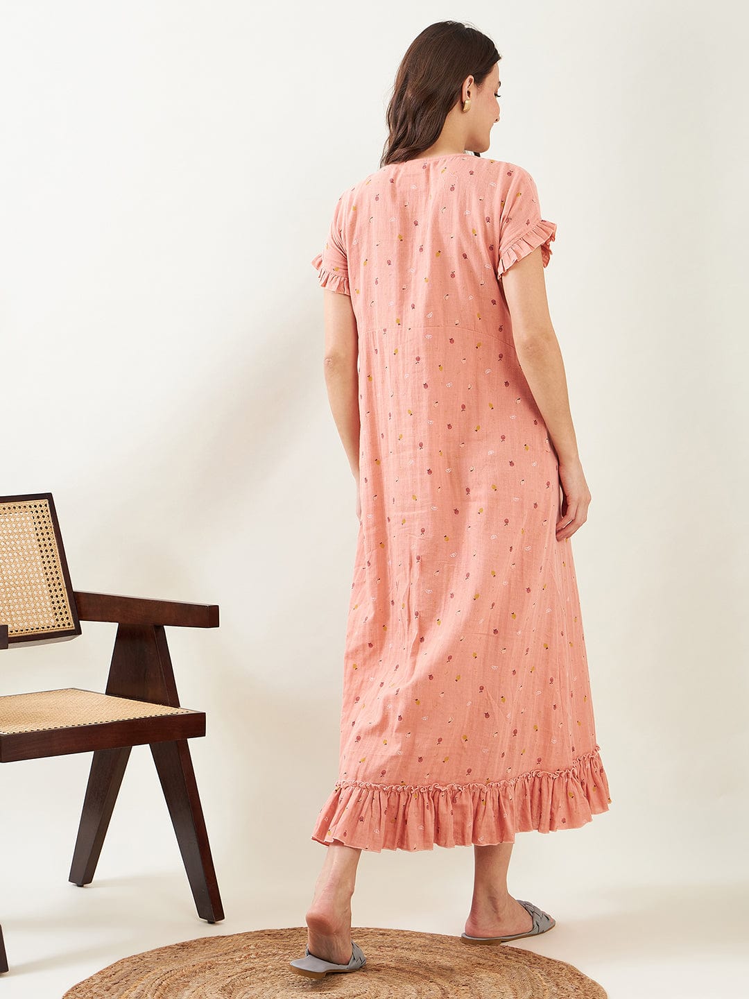 The Kaftan Company Nightdress Peach Cherry Blossom Maternity Nightdress