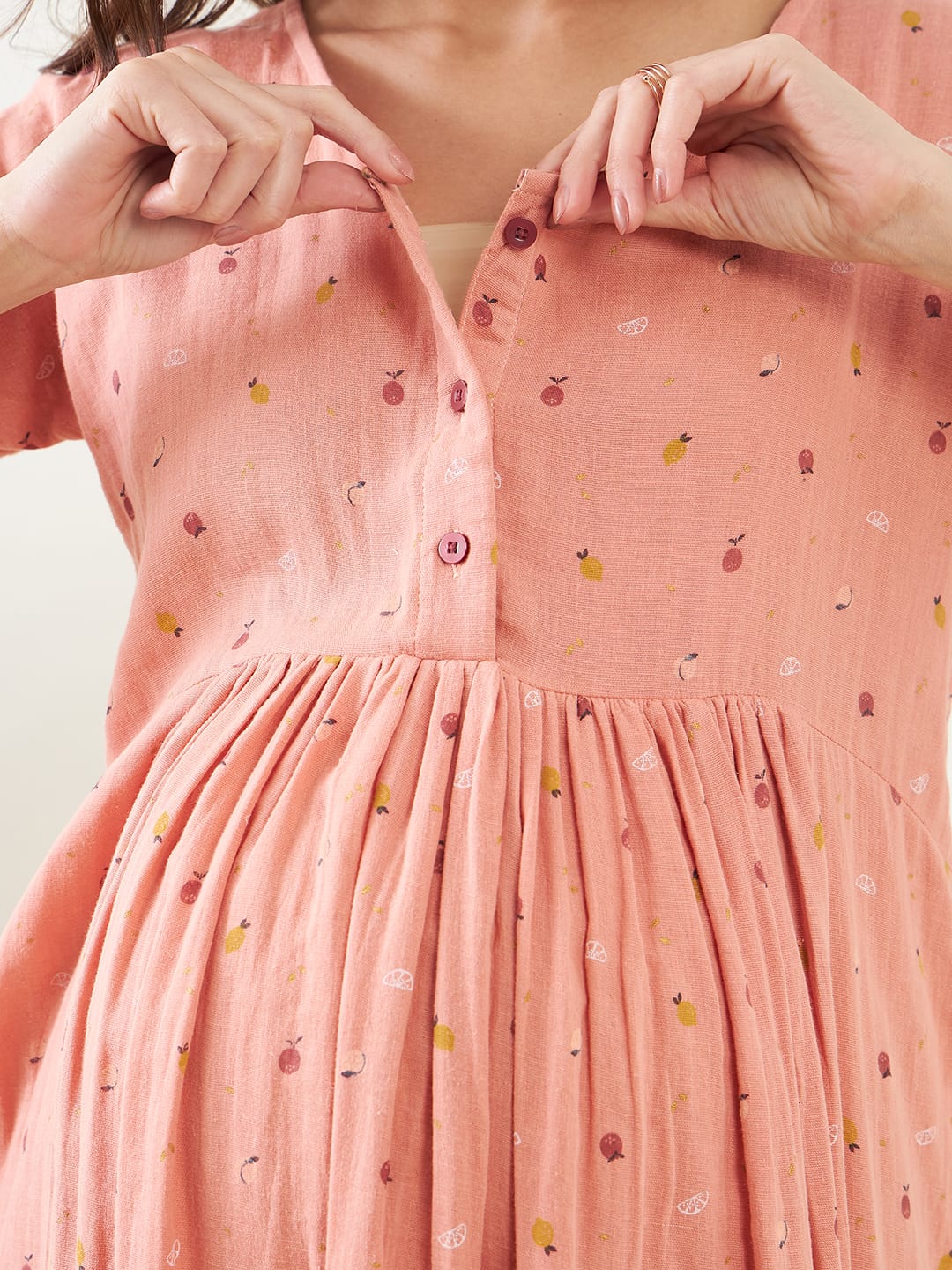 The Kaftan Company Nightdress Peach Cherry Blossom Maternity Nightdress