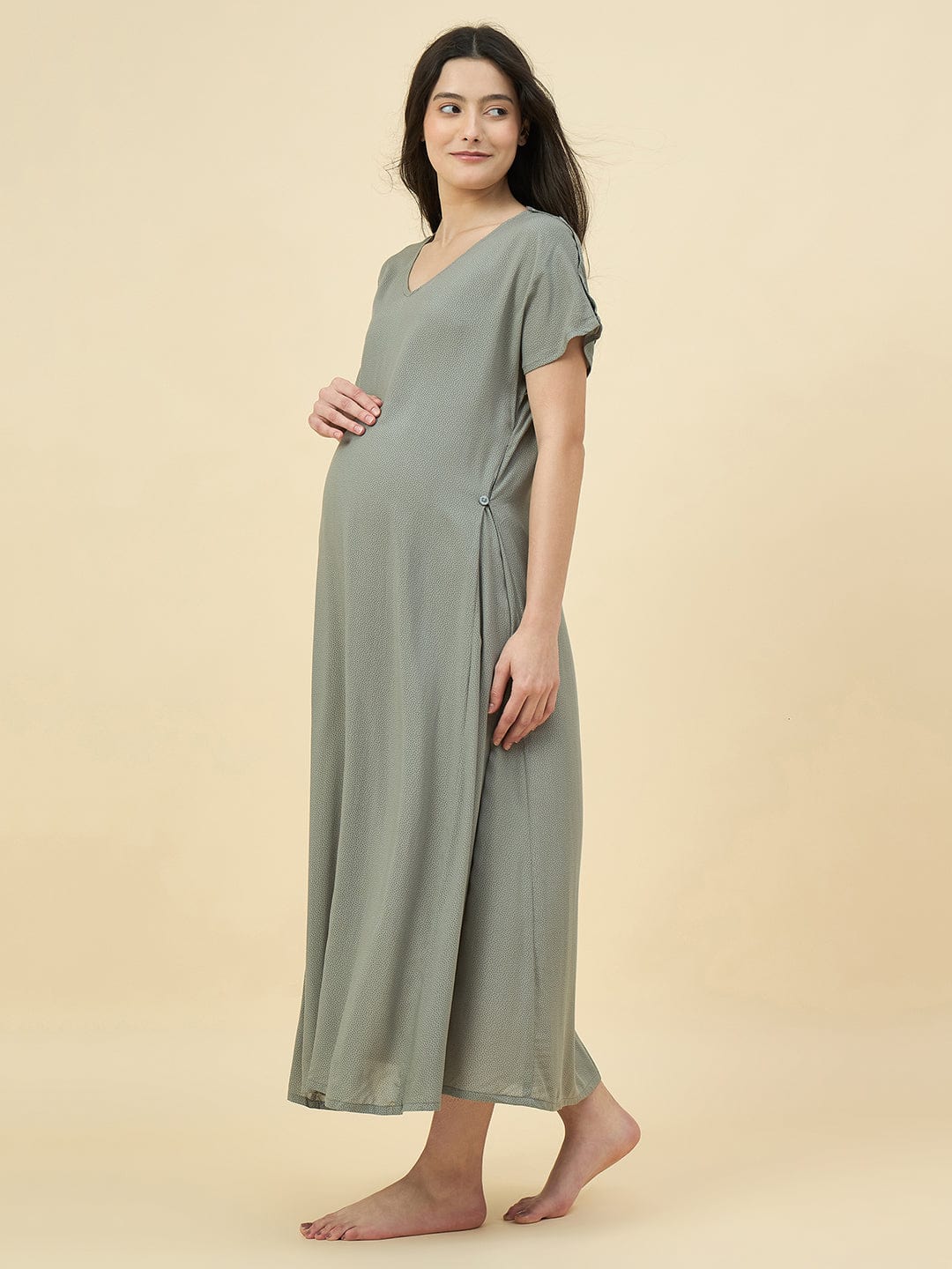 The Kaftan Company Nightdress Polka Dot Modal Maternity Nightdress with Shoulder Feeding Access