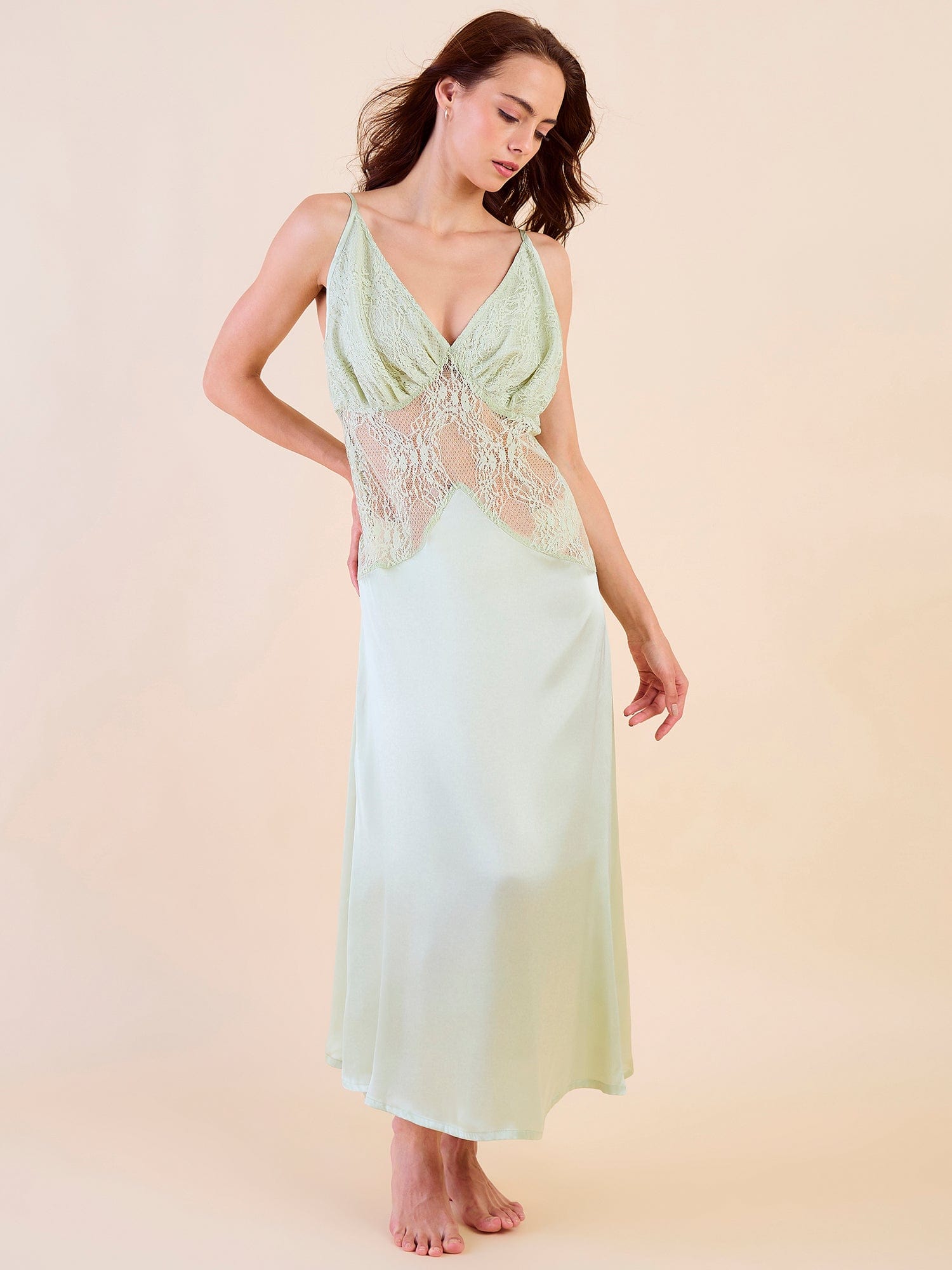 The Kaftan Company Nightdress Romantic Bridal Nightgown with Lacey Midriff
