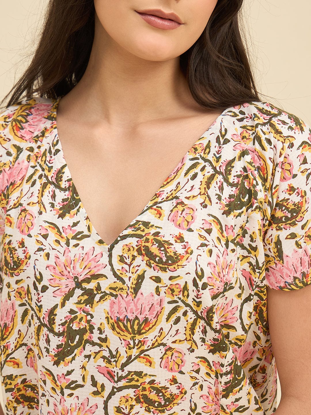 The Kaftan Company Nightdress Soft Modal Nightdress with Hand-Painted Floral Print