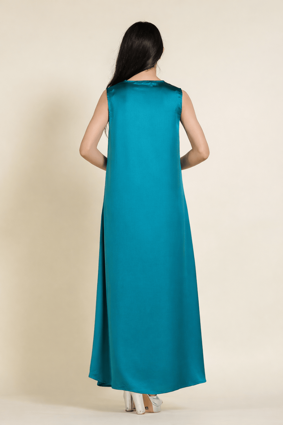The Kaftan Company Nightdress Teal Satin V-Neck Nightdress
