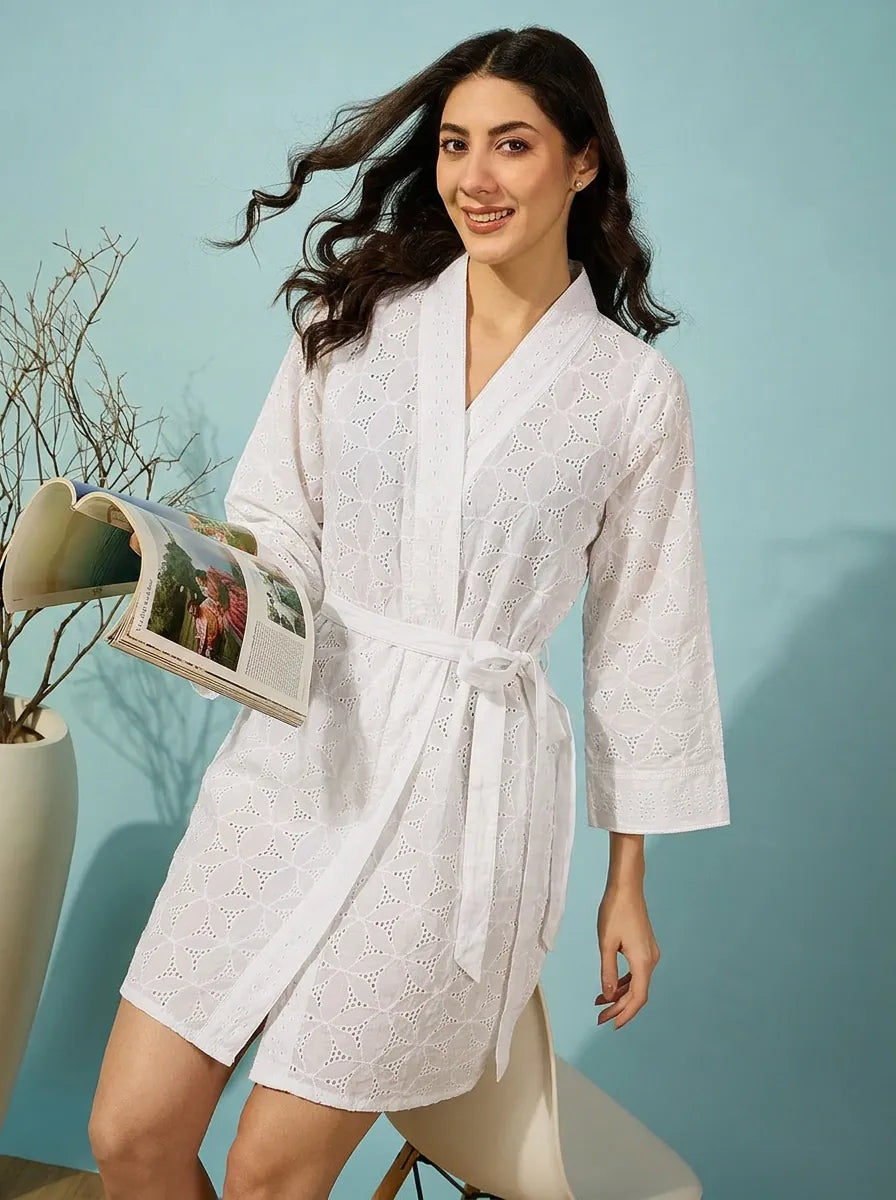 The Kaftan Company Nightwear Pearl Heirloom Robe