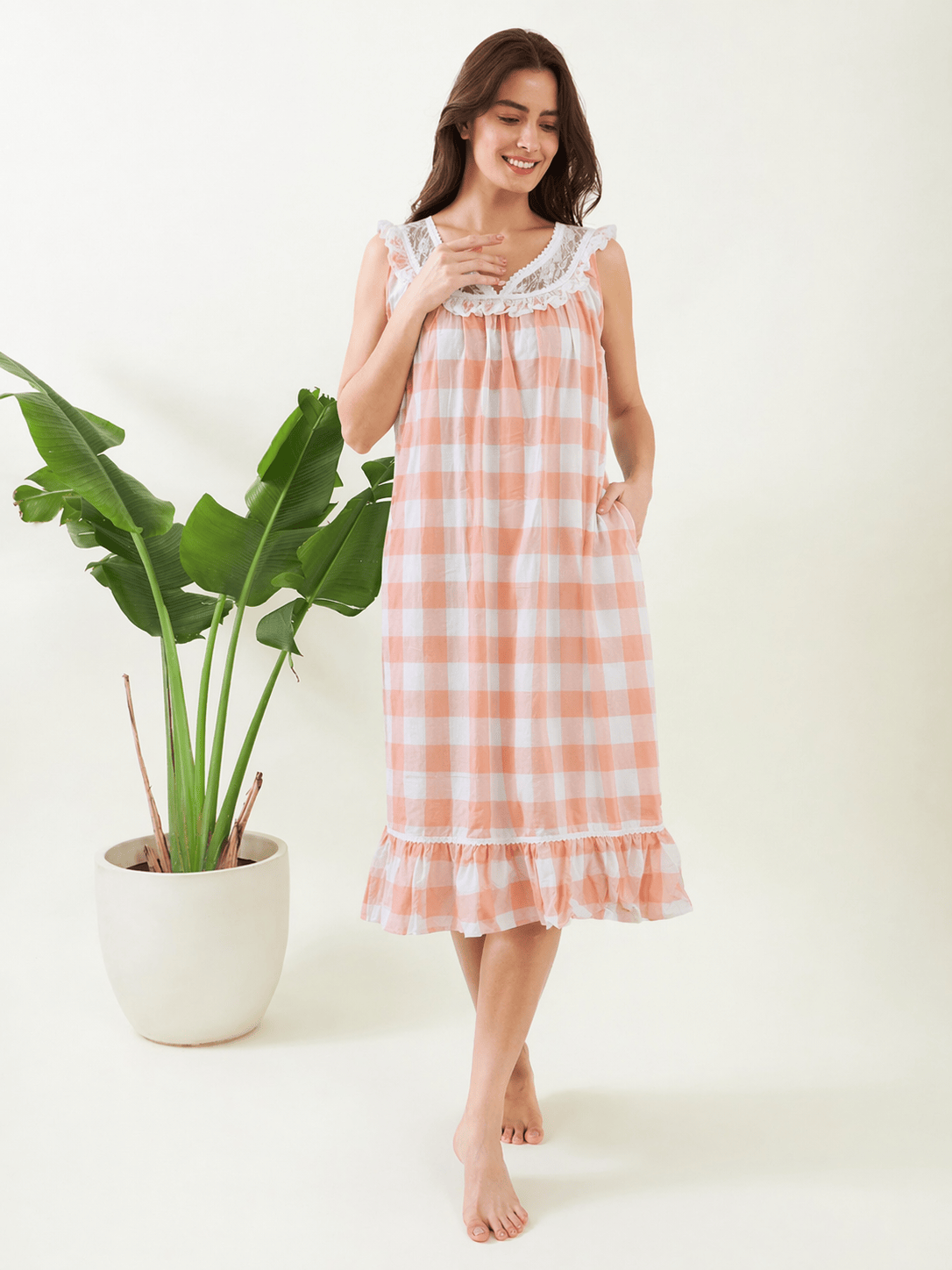 The Kaftan Company Nightwear Rosebud Peach Nightgown