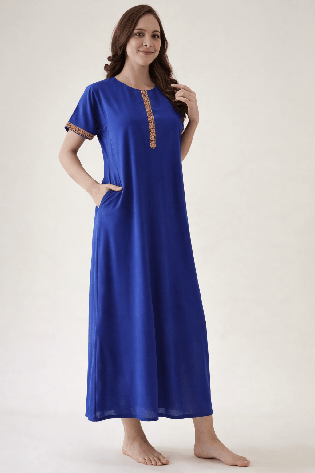 The Kaftan Company Nightwear Royal Blue Modal Nightdress