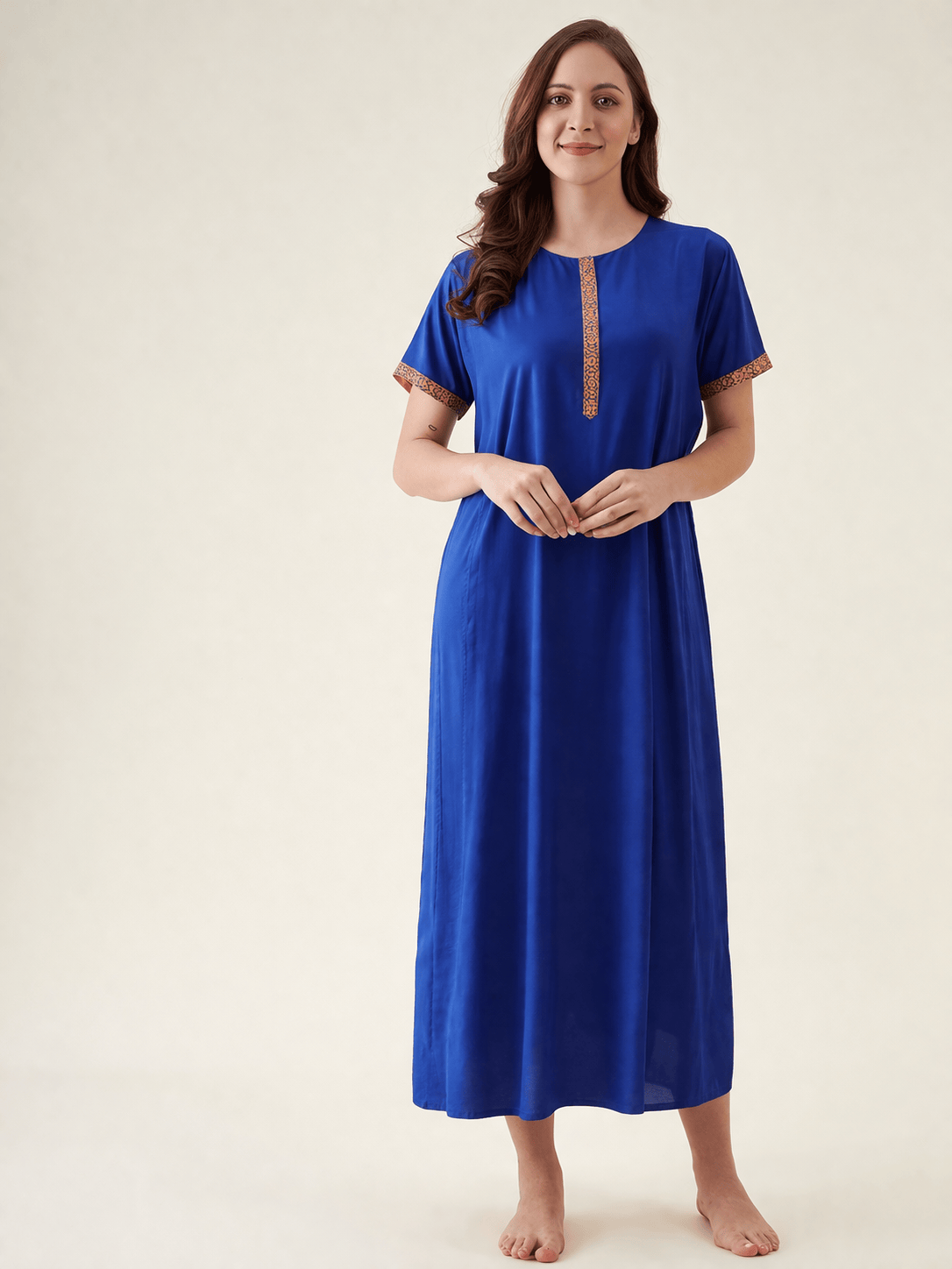 The Kaftan Company Nightwear Royal Blue Modal Nightdress