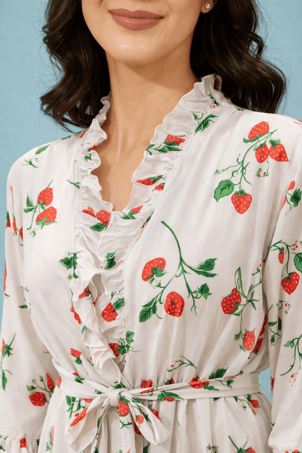 The Kaftan Company Nightwear Strawberry Garden White Nightgown