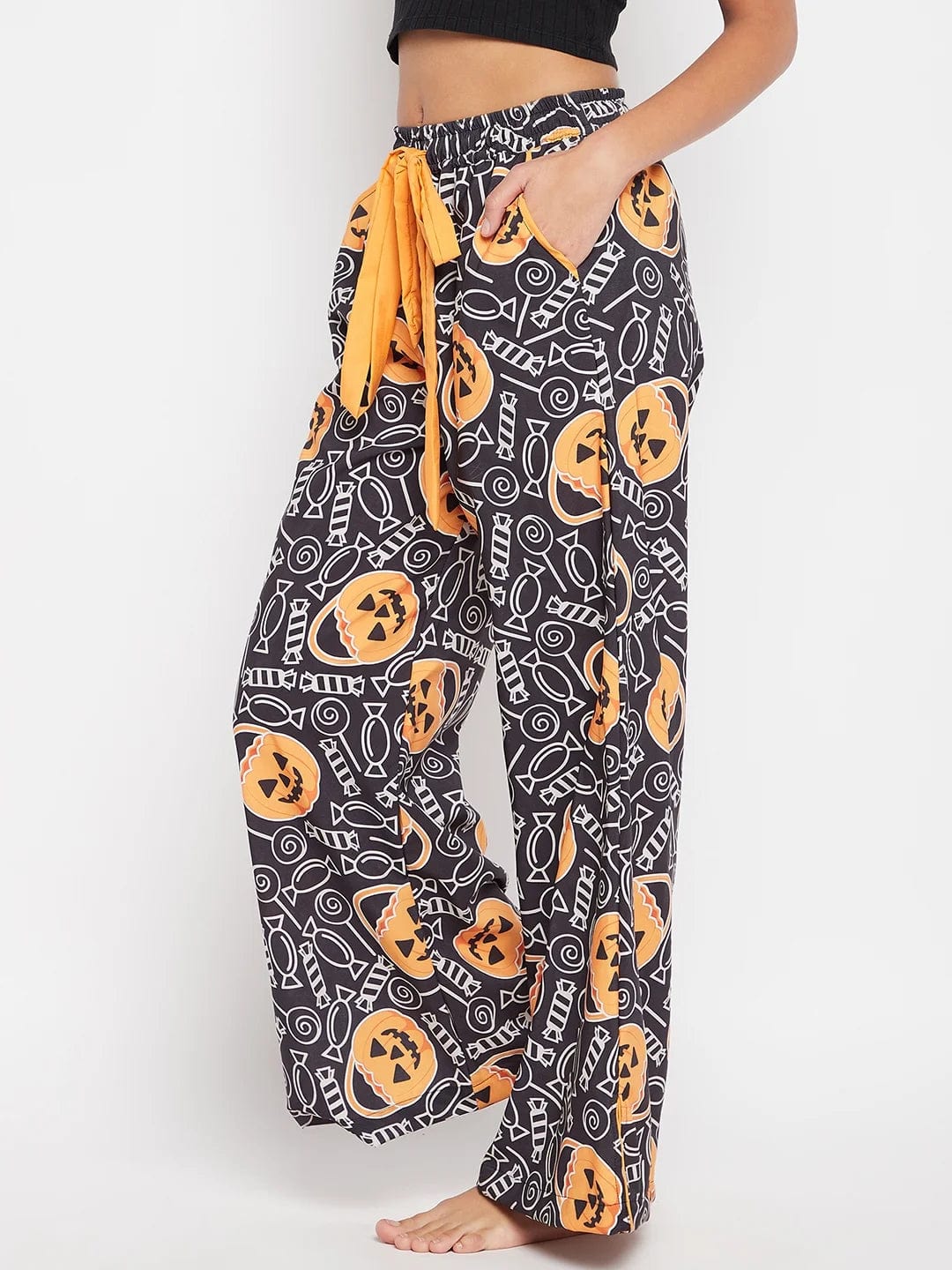 The Kaftan Company Pants Black Halloween Printed Loungepants