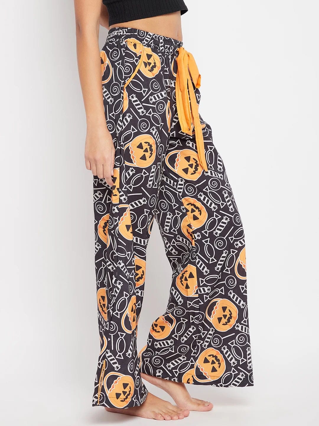 The Kaftan Company Pants Black Halloween Printed Loungepants