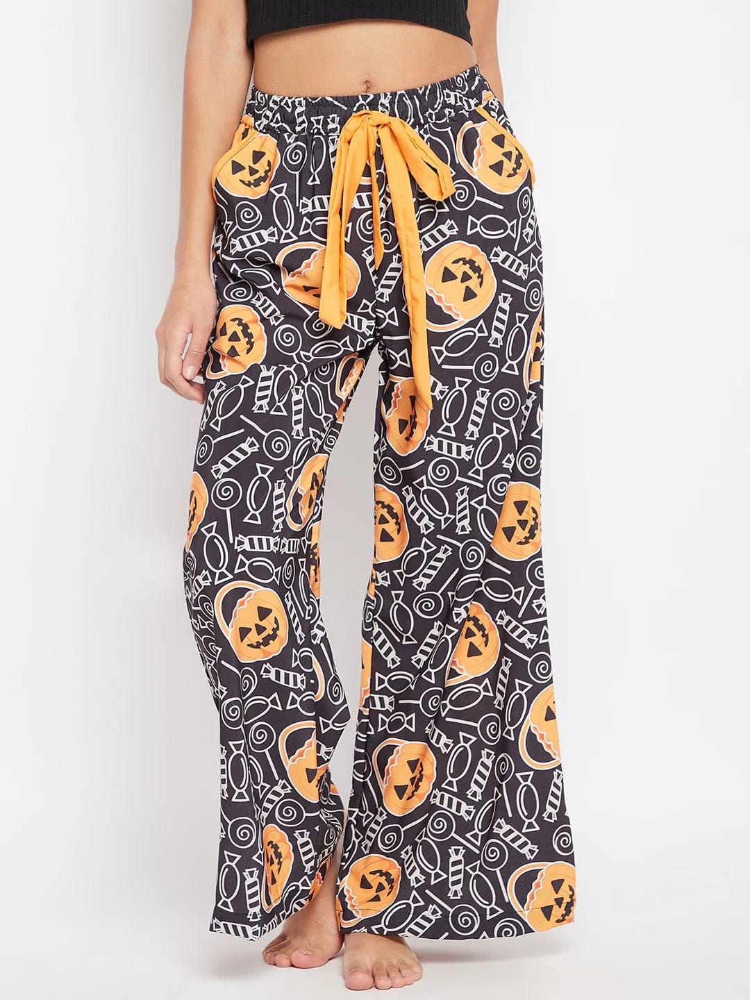 The Kaftan Company Pants Black Halloween Printed Loungepants