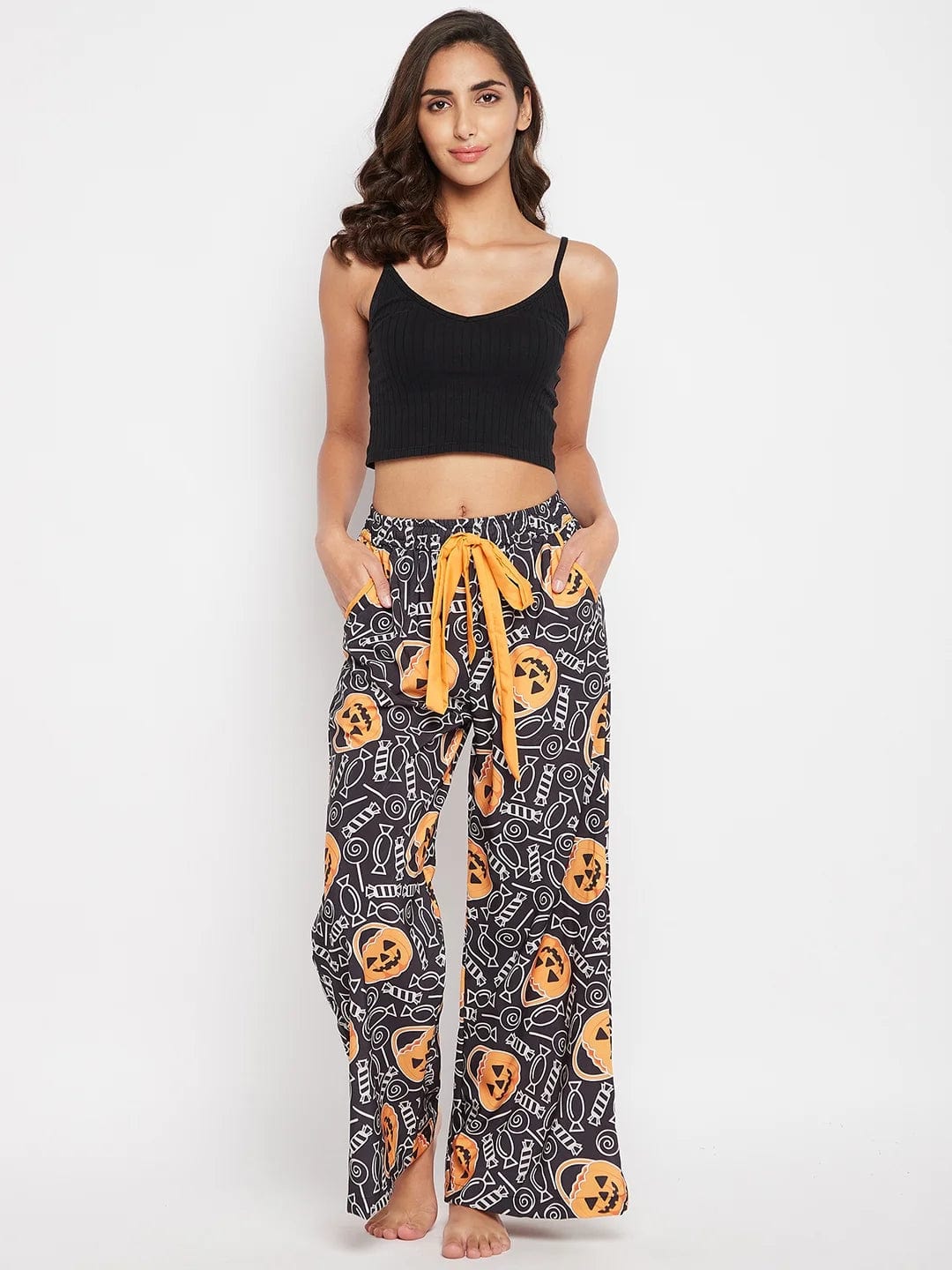 The Kaftan Company Pants Black Halloween Printed Loungepants
