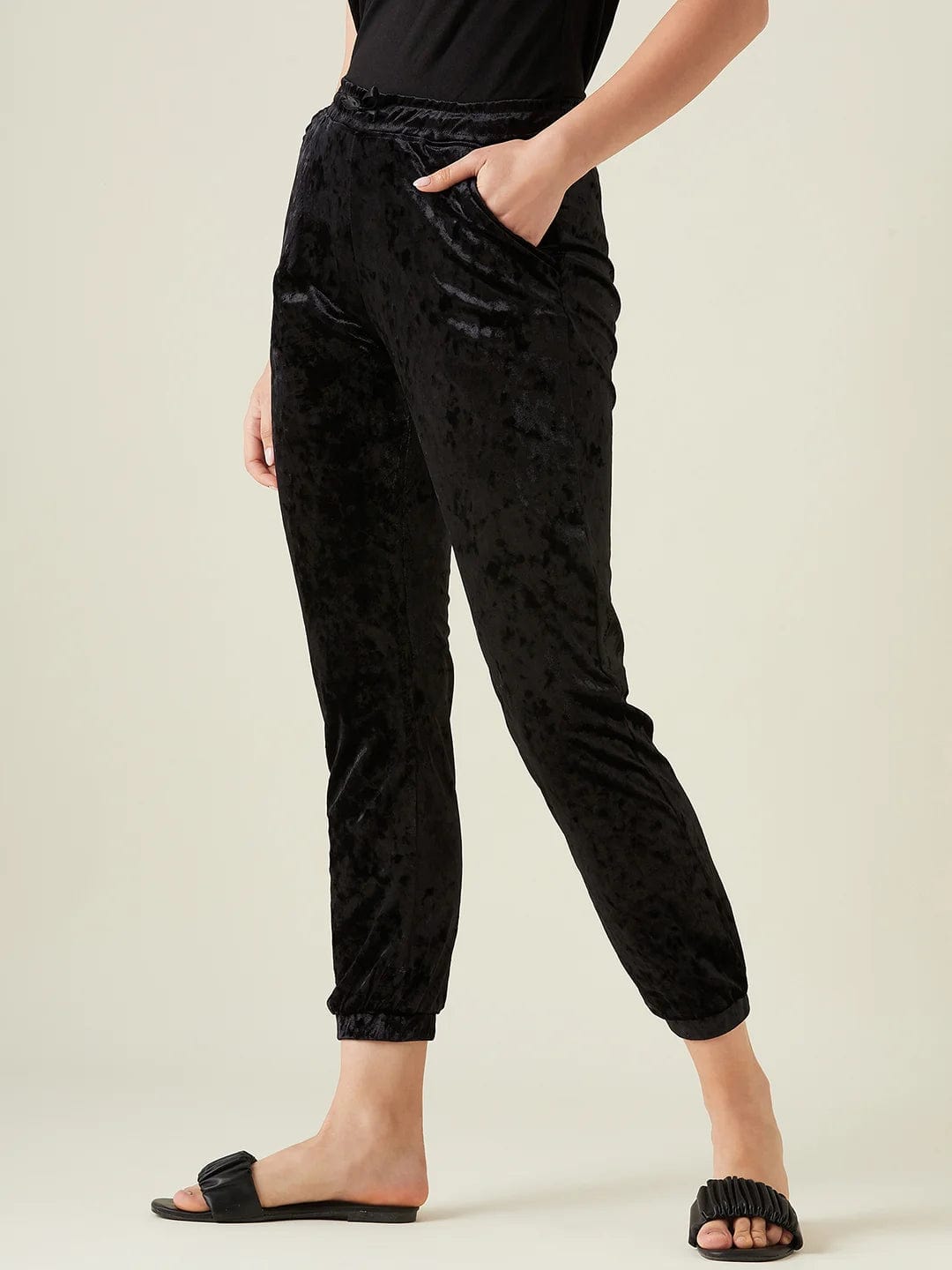 The Kaftan Company Pants Black velvet joggers