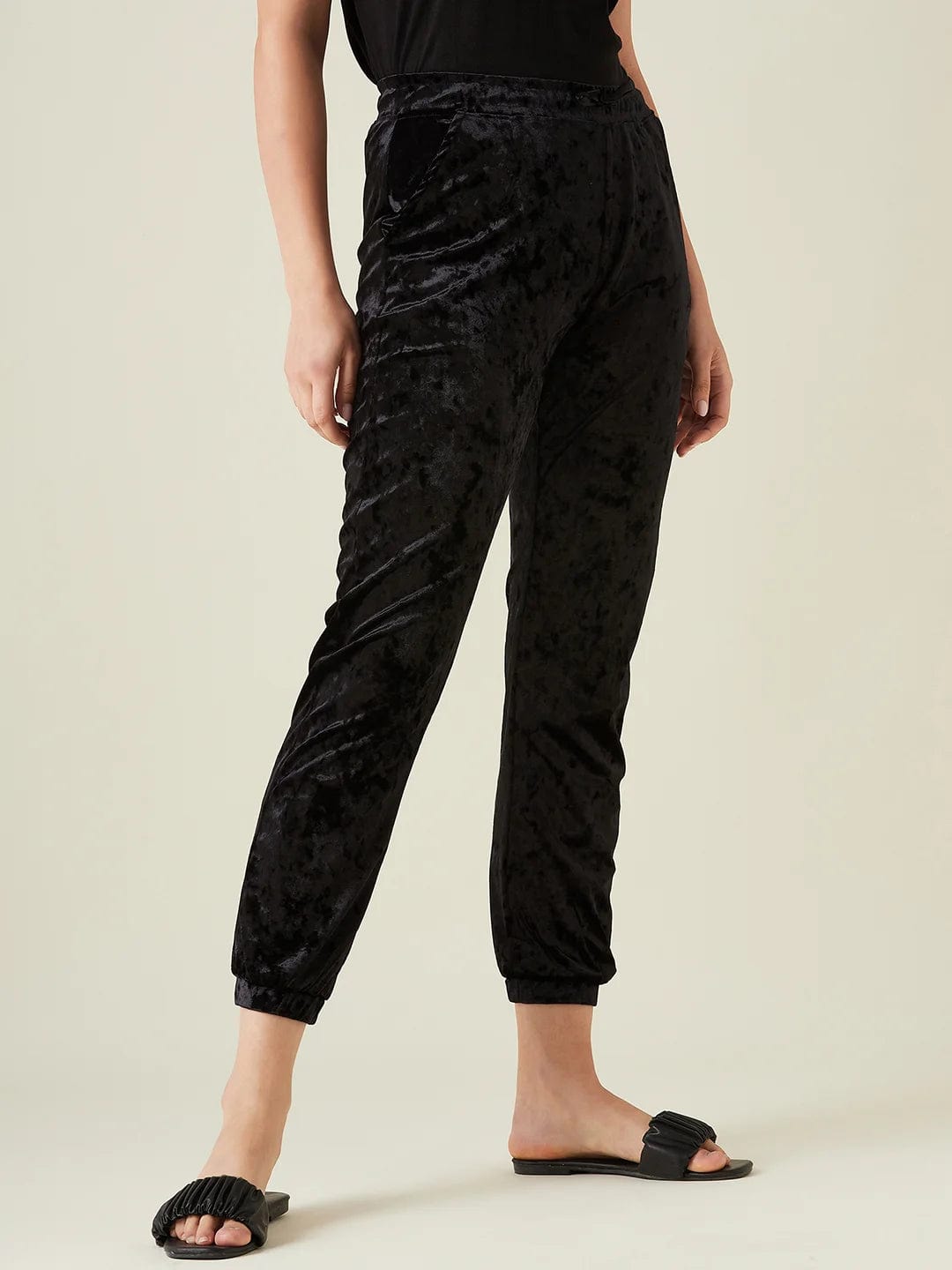 The Kaftan Company Pants Black velvet joggers