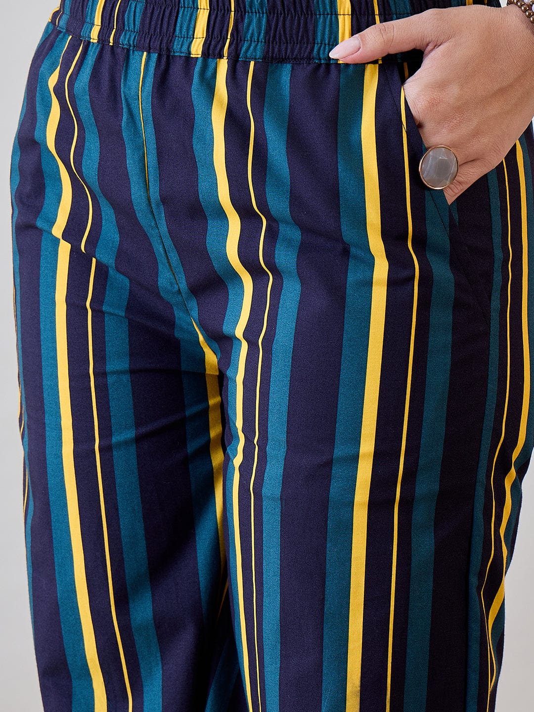 The Kaftan Company Pants Striped Multicoloured Viscose Pants