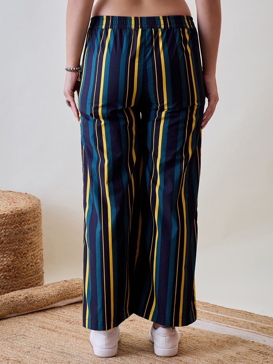 The Kaftan Company Pants Striped Multicoloured Viscose Pants