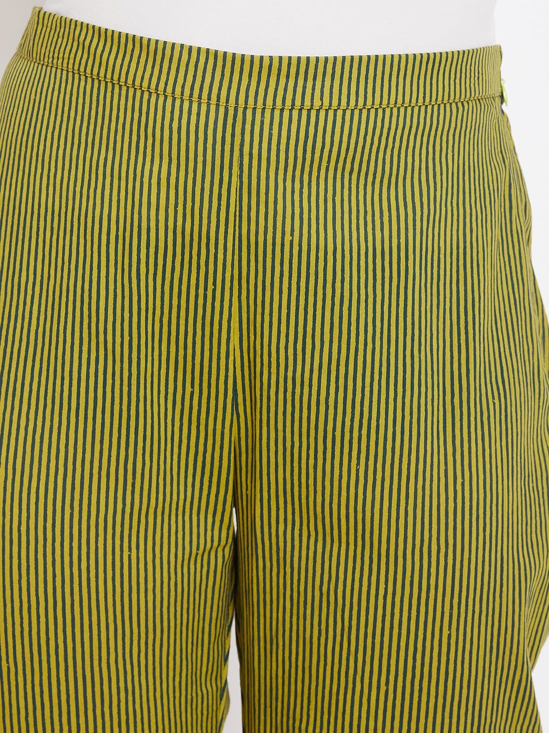 The Kaftan Company Pyjama Green Striped Cotton Pyjama