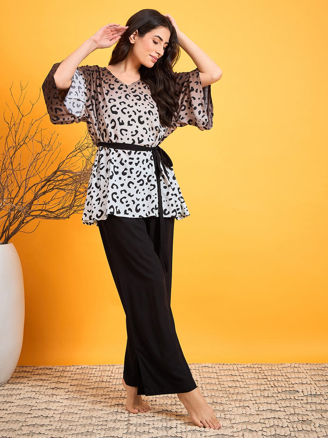 The Kaftan Company Pyjama Set Animal Print Ombre Night Suit