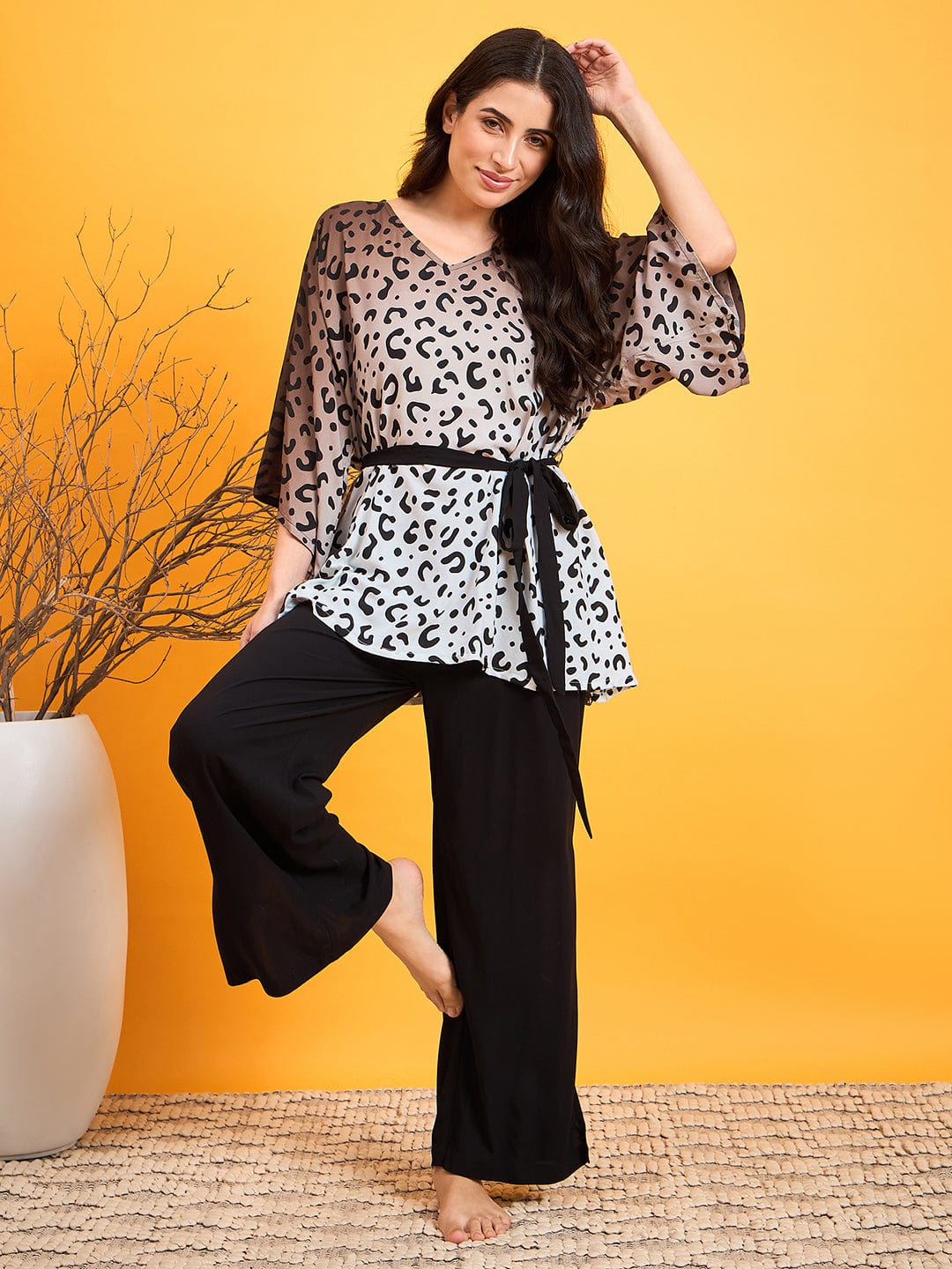The Kaftan Company Pyjama Set Animal Print Ombre Night Suit