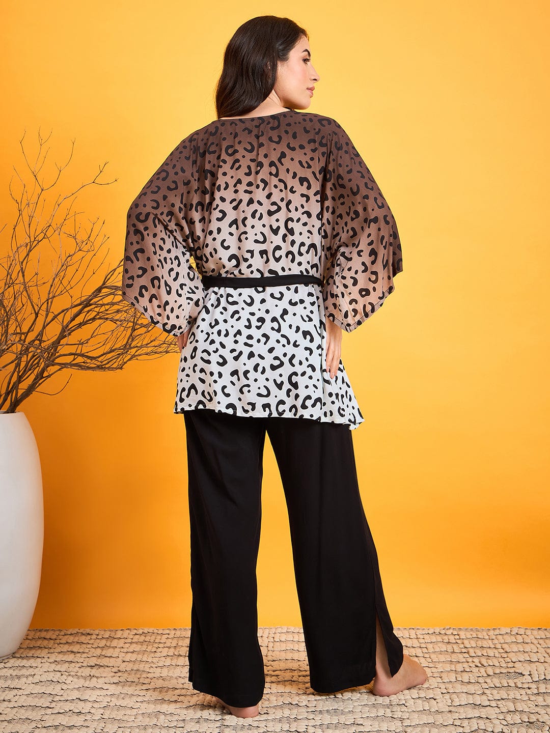 The Kaftan Company Pyjama Set Animal Print Ombre Night Suit